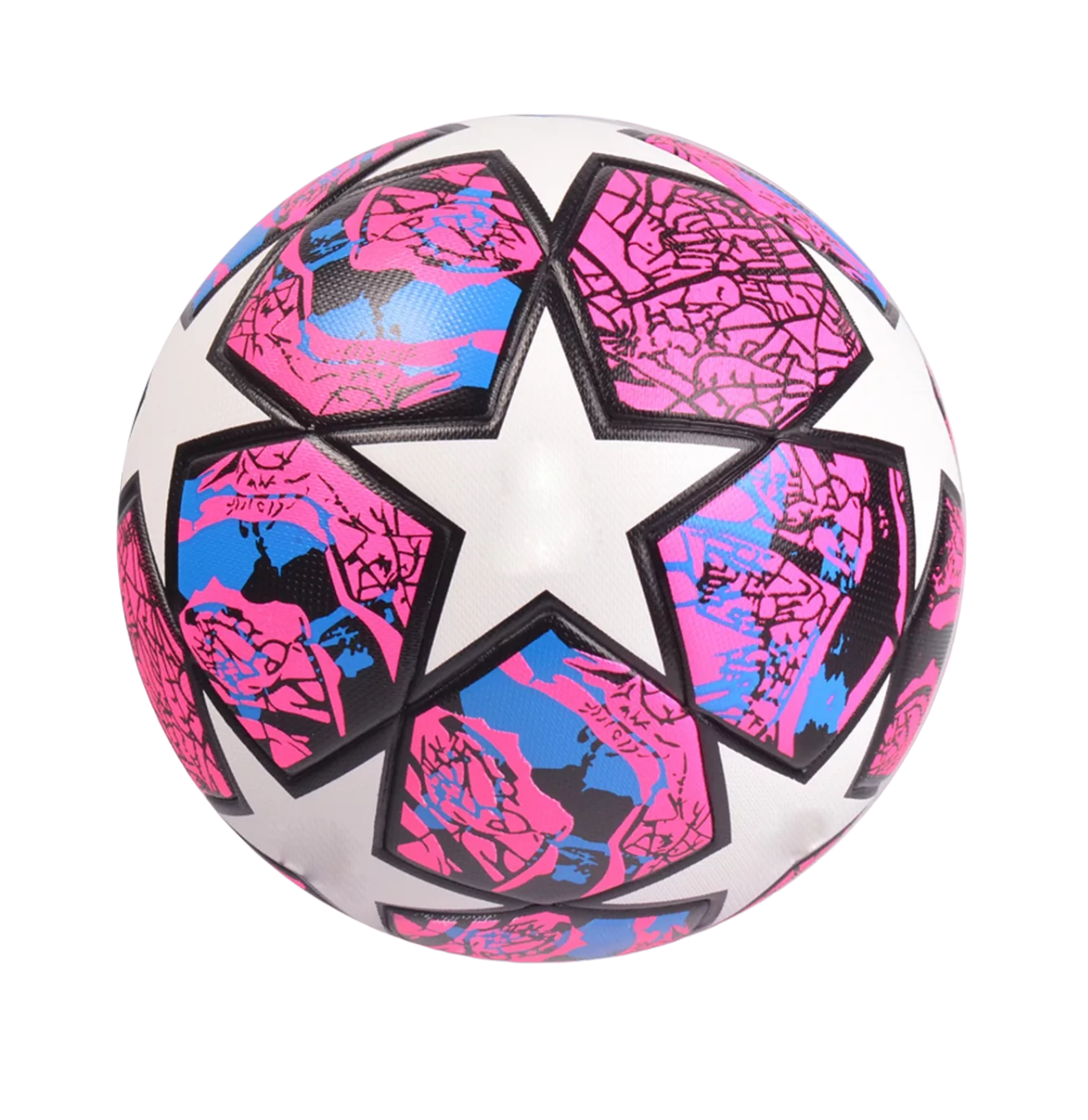 Balón Fútbol Soccer Champions Profesional Estrellas Hibrido Blanco y Rosa