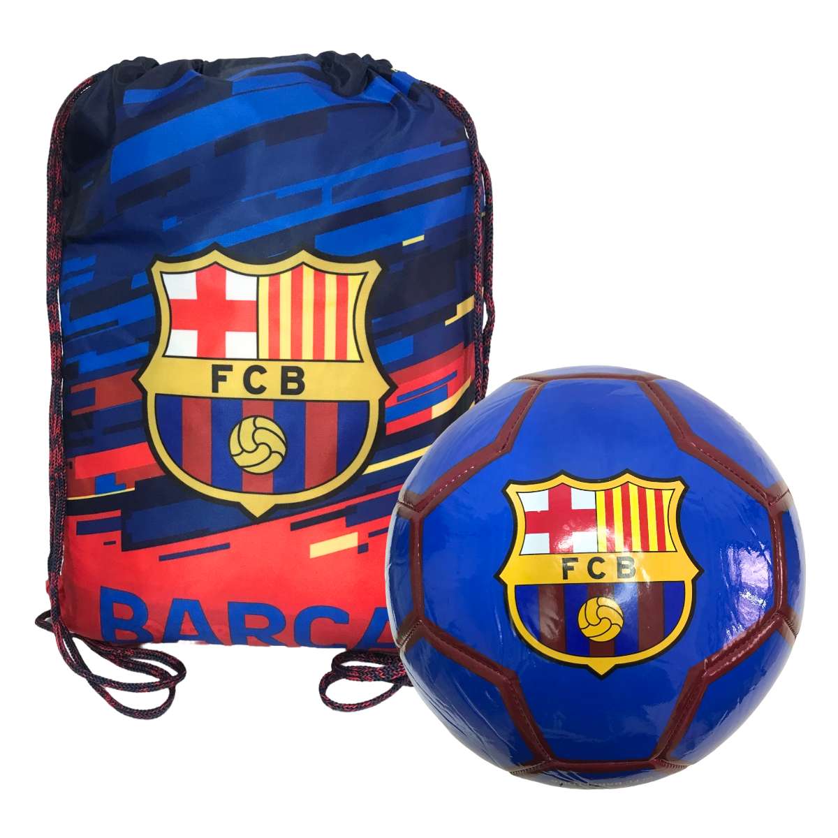 Kit Balón De Futbol Del Barcelona No.5 Y Morral Azul-amarillo