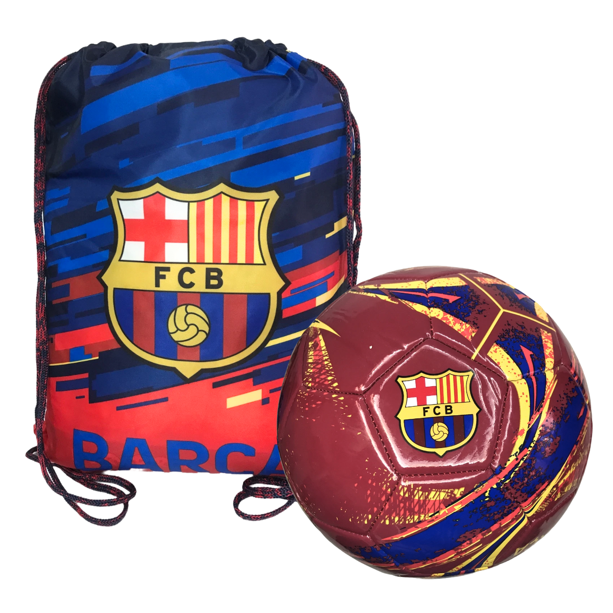 Kit Balón De Futbol Del Barcelona No.5 Y Morral Vino