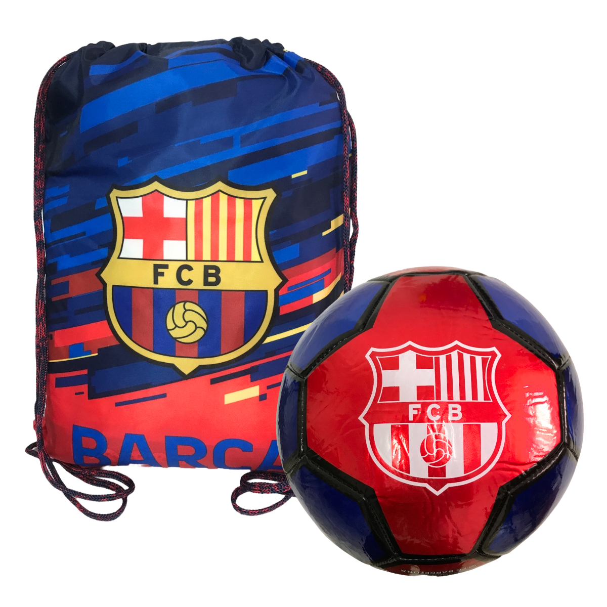 Foto 2 pulgar | Kit Balón De Futbol Del Barcelona No.5 Y Morral Rojo