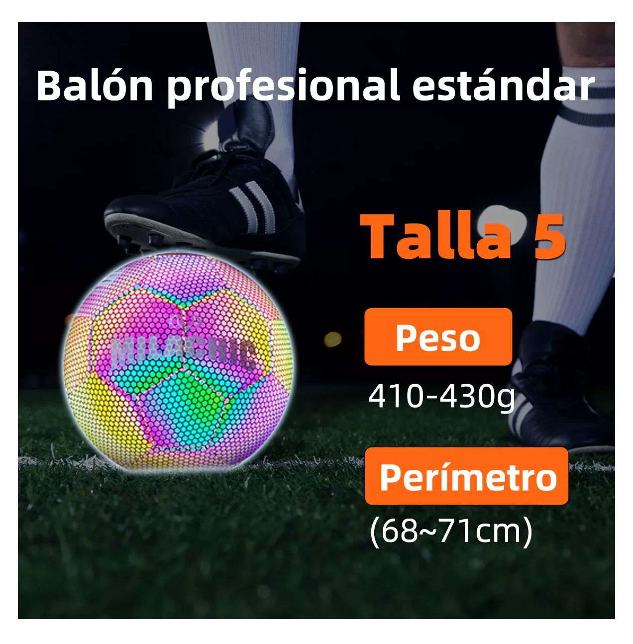 Foto 4 pulgar | Balón De Fútbol Holográfico Reflectante Brillante No.5 Niños