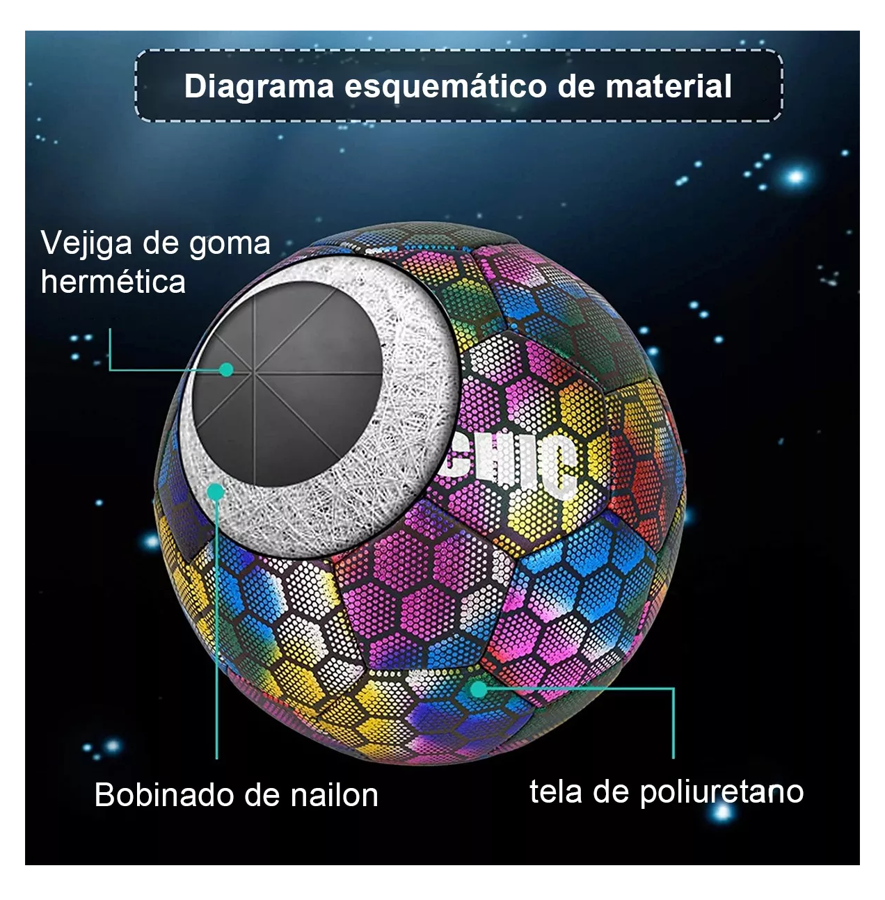 Foto 5 | Balón De Fútbol Holográfico Reflectante Brillante No.5 Niños