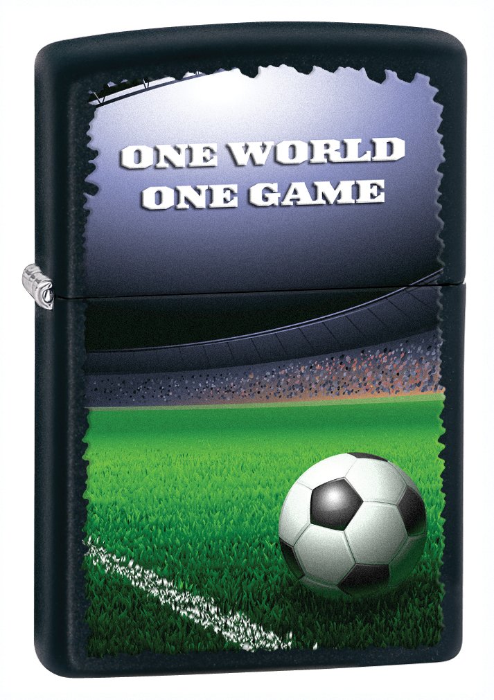 Diseño Clásico De Fútbol Zippo, Negro Mate, Más Ligero - Venta Internacional.