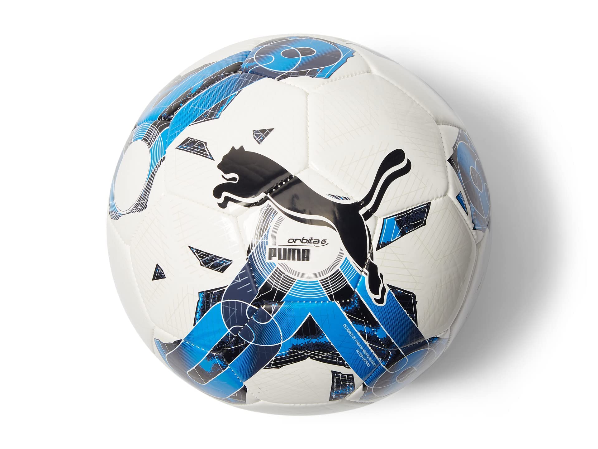 Balón De Fútbol Puma Orbita 6 Ms Puma Blanco/azul Eléctrico Lemonade - Venta Internacional.