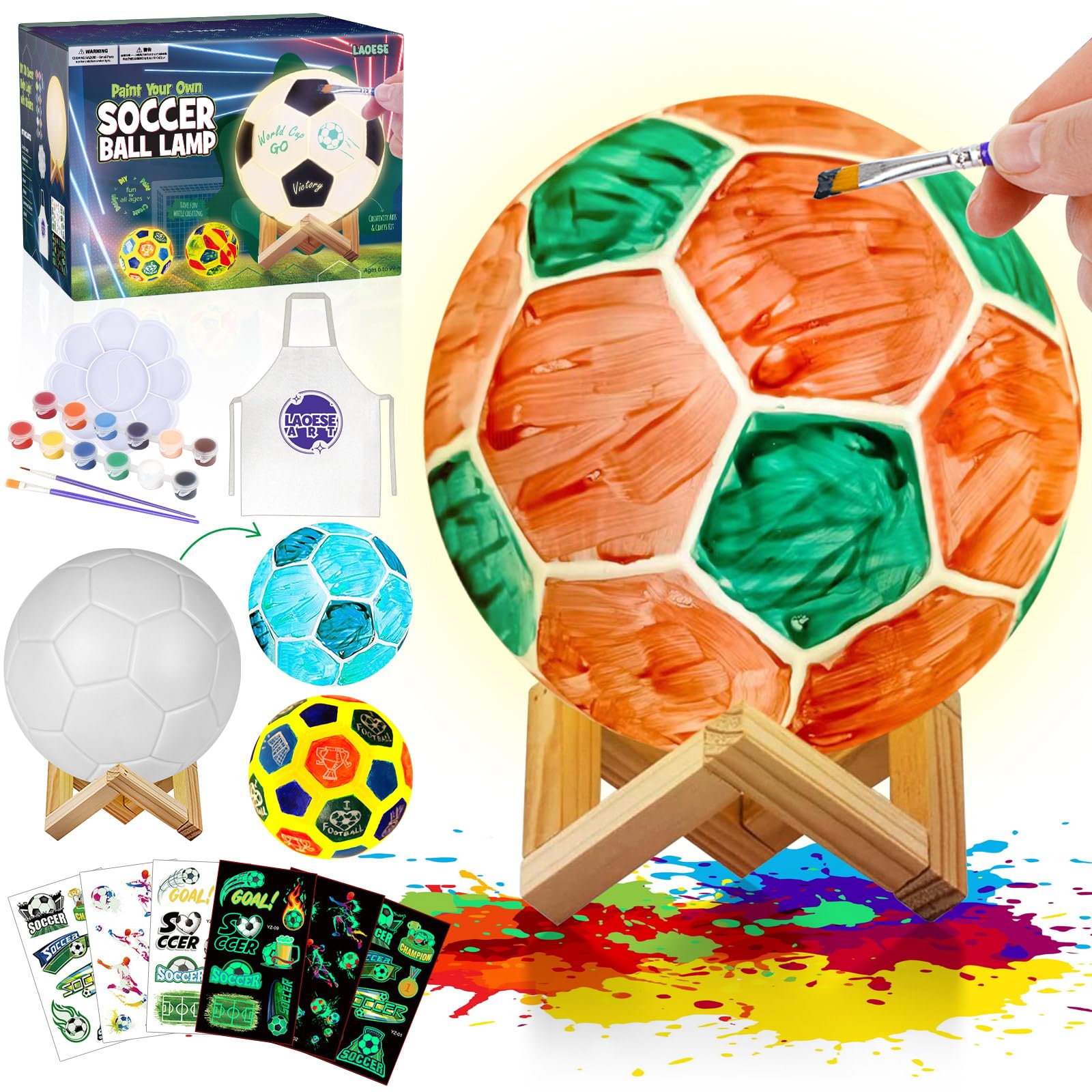 Kit De Lámpara Laoese Para Balones De Fútbol Diy, Pinta Tu Propio Balón Con Pegatinas - Venta Internacional.
