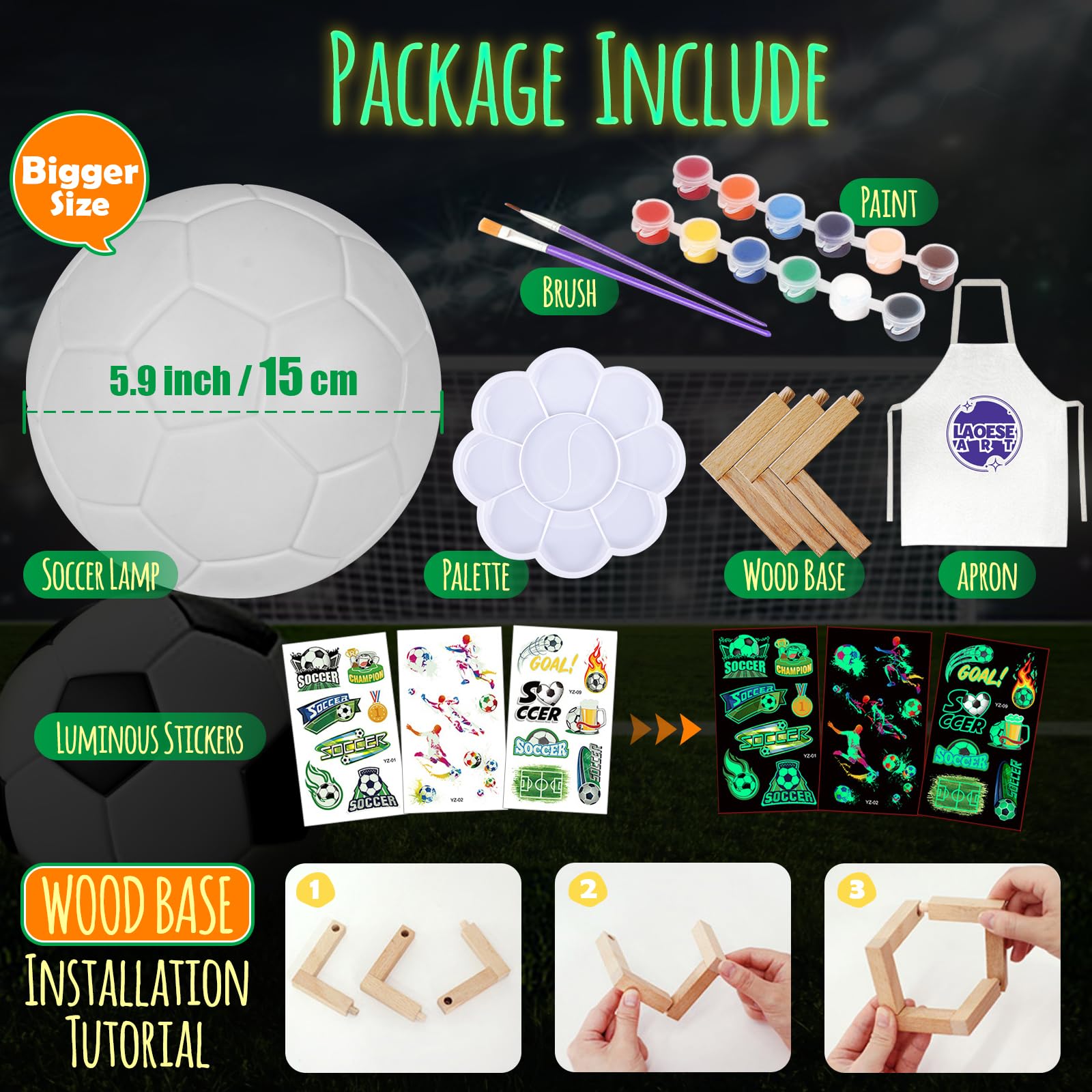 Foto 4 pulgar | Kit De Lámpara Laoese Para Balones De Fútbol Diy, Pinta Tu Propio Balón Con Pegatinas - Venta Internacional.