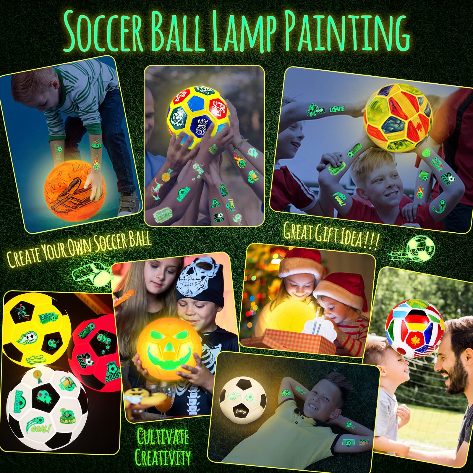 Foto 7 pulgar | Kit De Lámpara Laoese Para Balones De Fútbol Diy, Pinta Tu Propio Balón Con Pegatinas - Venta Internacional.