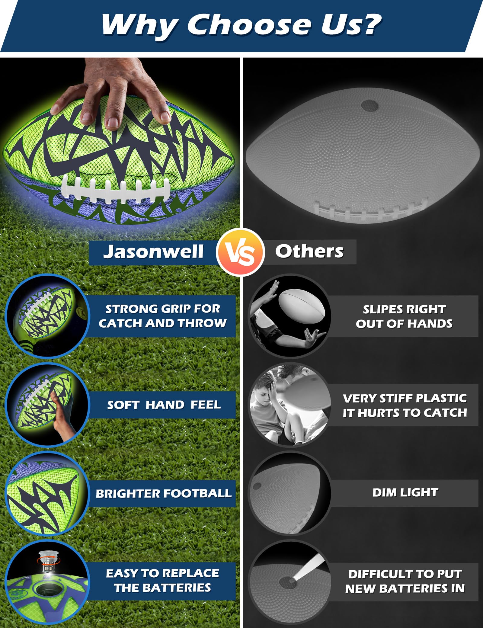 Foto 7 pulgar | Balón De Fútbol Jasonwell Que Brilla En La Oscuridad Con Fuerte Agarre Número 6 - Venta Internacional.