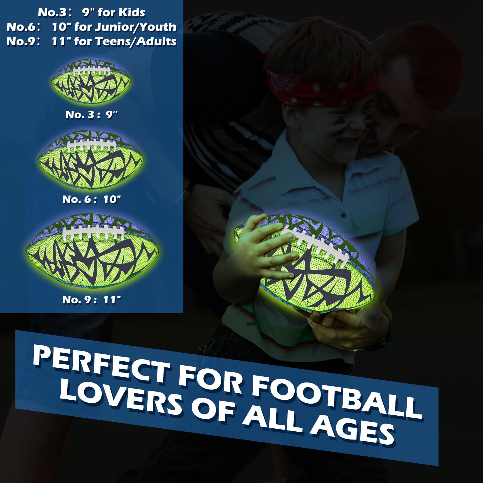 Foto 7 | Balón De Fútbol Jasonwell Que Brilla En La Oscuridad Con Fuerte Agarre Número 6 - Venta Internacional.