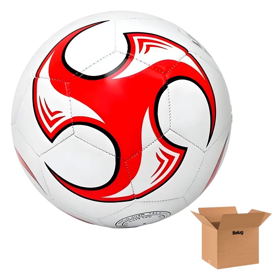 Balon Futbol Soccer Belug No. 5 Laminado Color Rojo Y Blanco