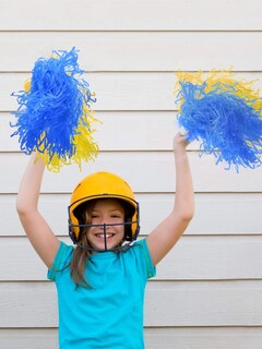 Foto 3 | Pompones Para Animadoras, Diseño De Pangda, Danza Deportiva, Plástico, Azul/amarillo - Venta Internacional.