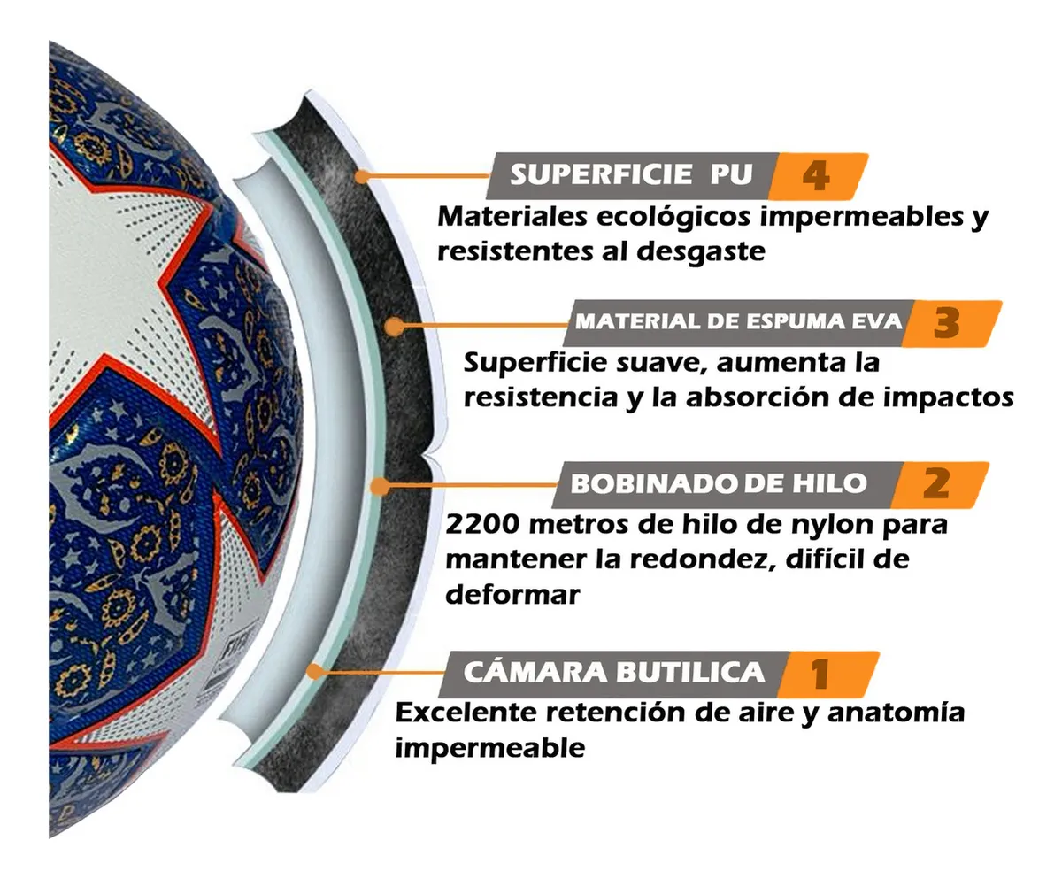 Foto 3 pulgar | Balón Fútbol No. 4 Champions Estrellas Termosellado Híbrido Multisuperficie Color Blanco