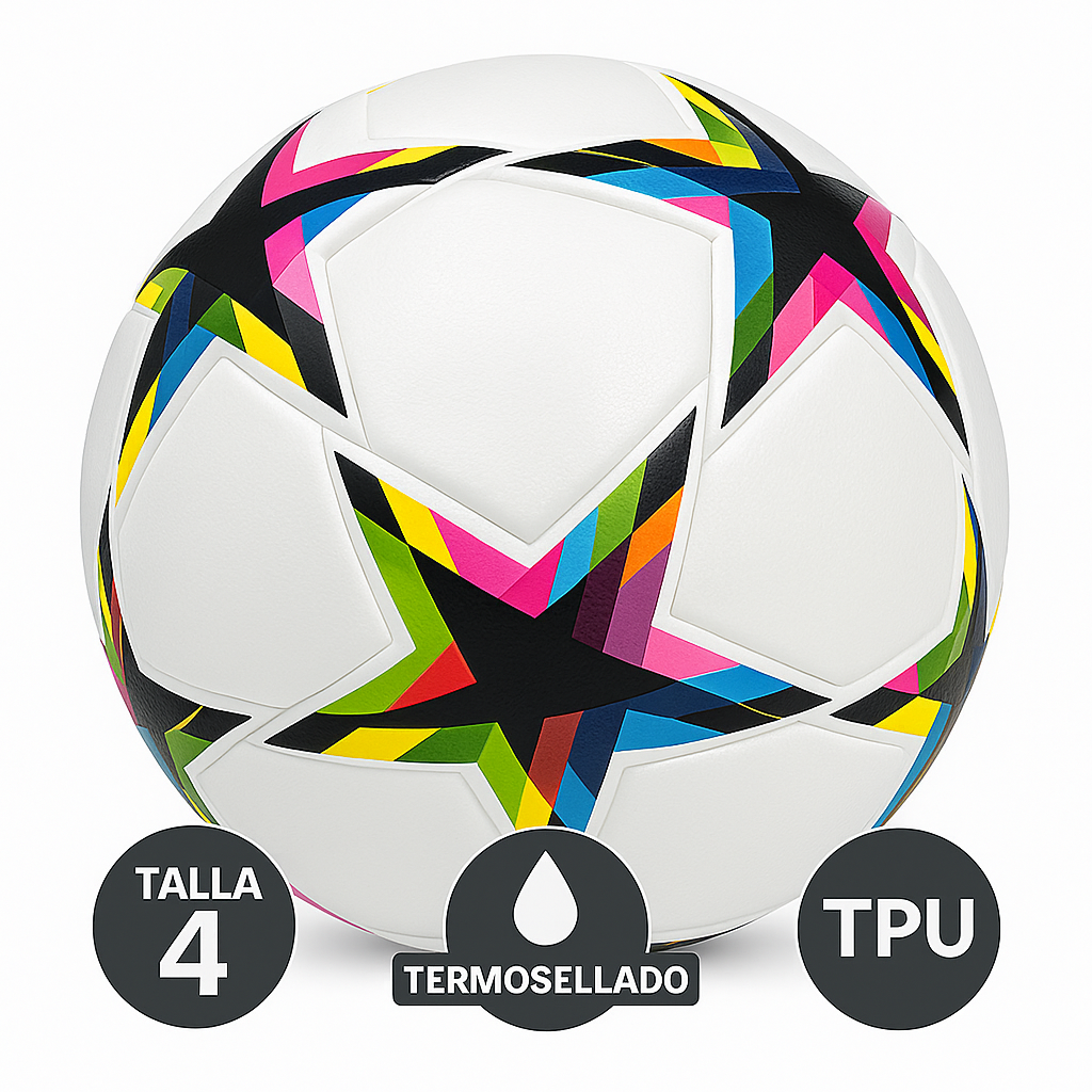 Foto 1 | Balón Fútbol Soccer No.4 Champions League Estrellas Termosellado Híbrido Sin Costuras Tpu Resistente Césped