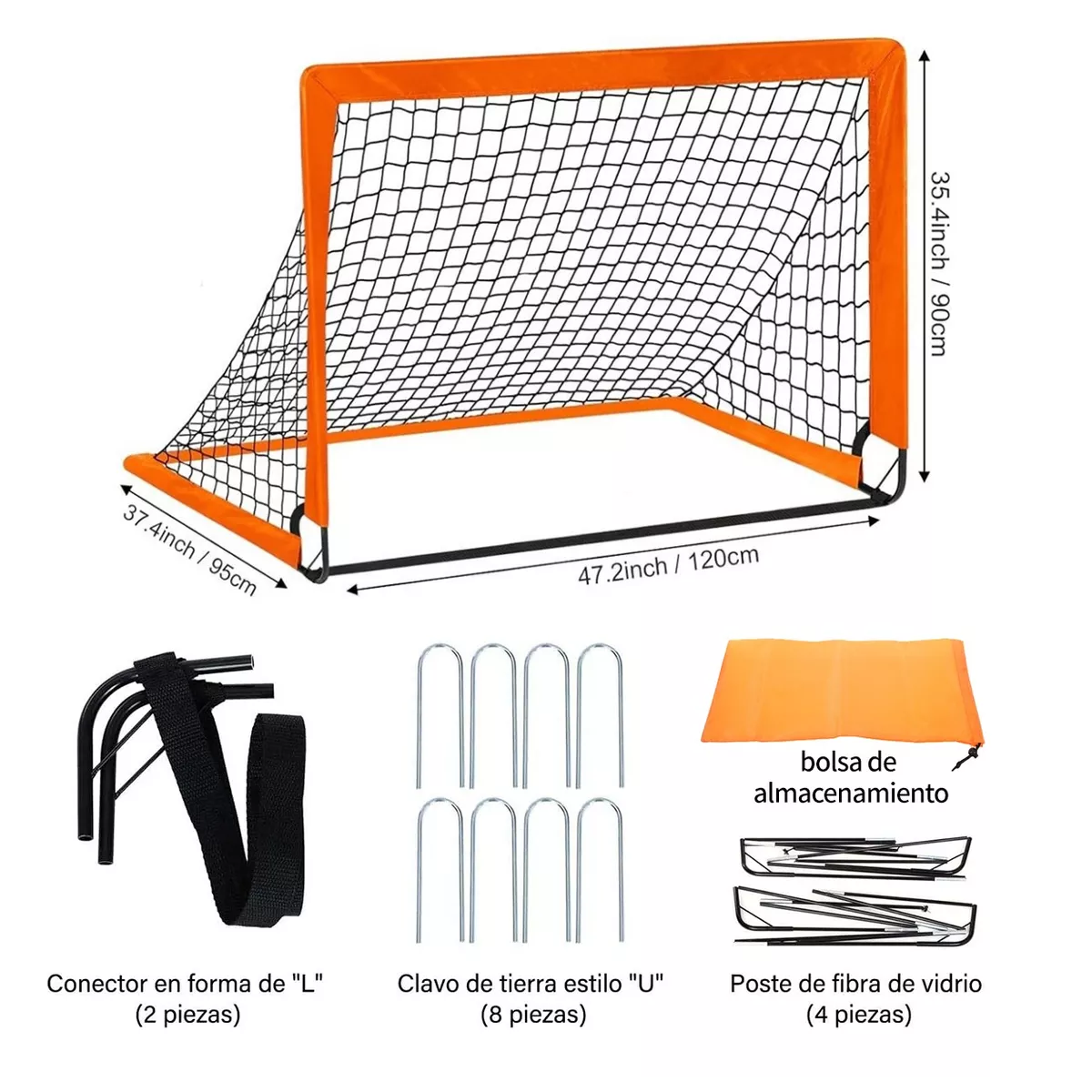 Foto 5 pulgar | 2 Porterías De Fútbol Plegable Portátil Eo Safe Imports Esi-13986 Naranja