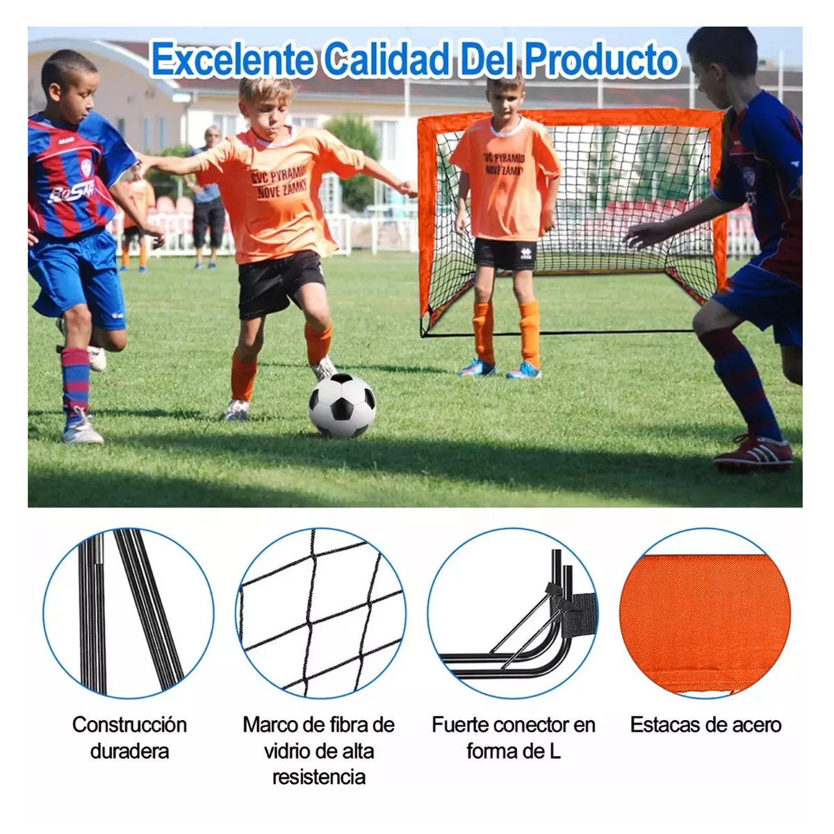 Foto 6 pulgar | 2 Porterías De Fútbol Plegable Portátil Eo Safe Imports Esi-13986 Naranja