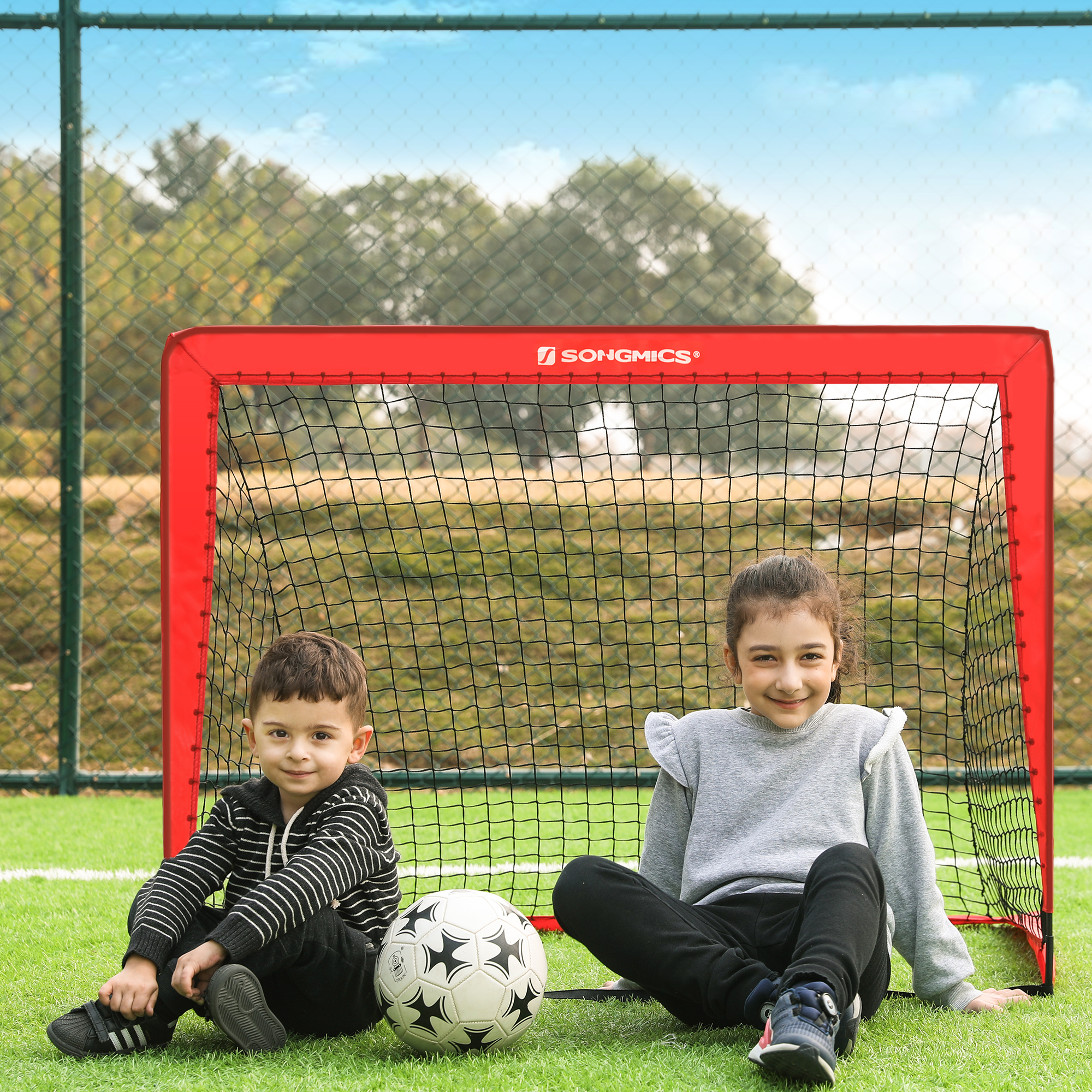 Foto 2 | Set de 2 Porterías de Futbol Plegables Songmics Rojas para Niños