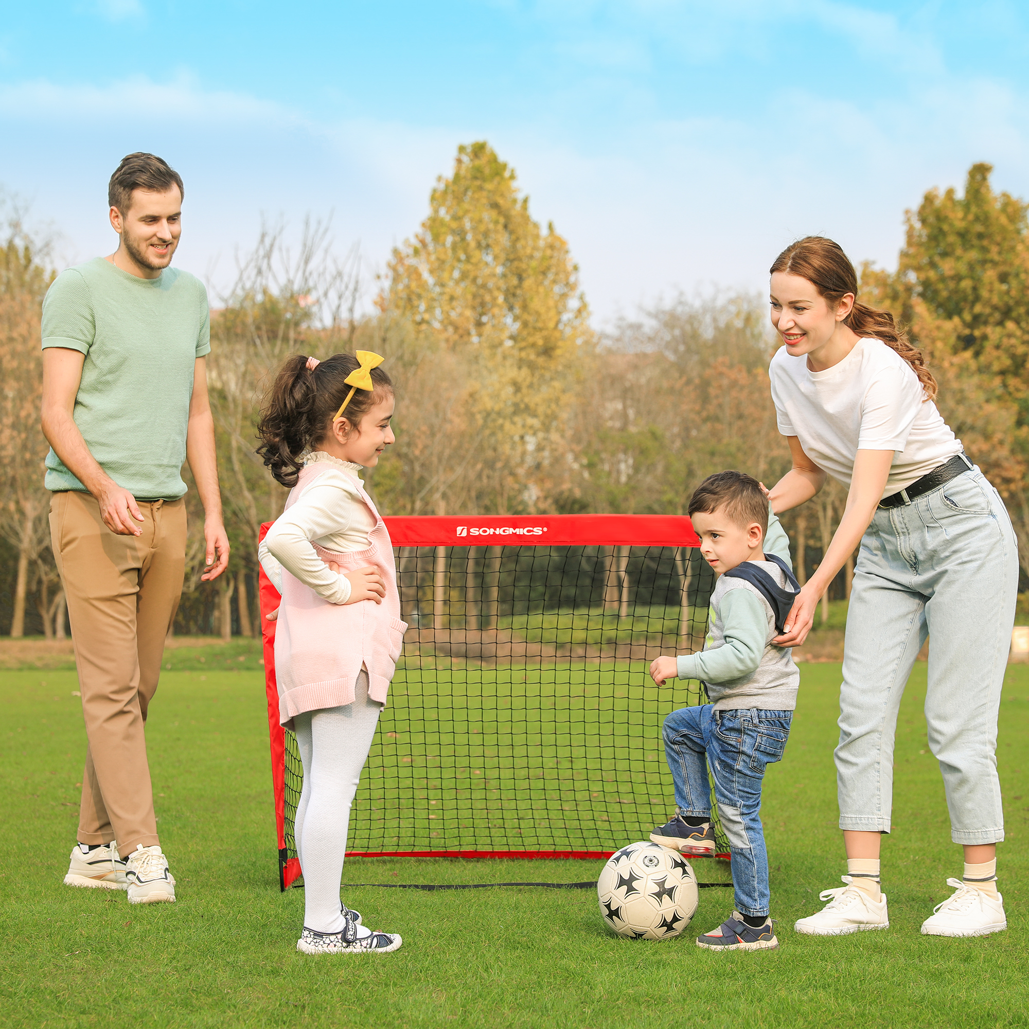 Foto 4 pulgar | Set de 2 Porterías de Futbol Plegables Songmics Rojas para Niños