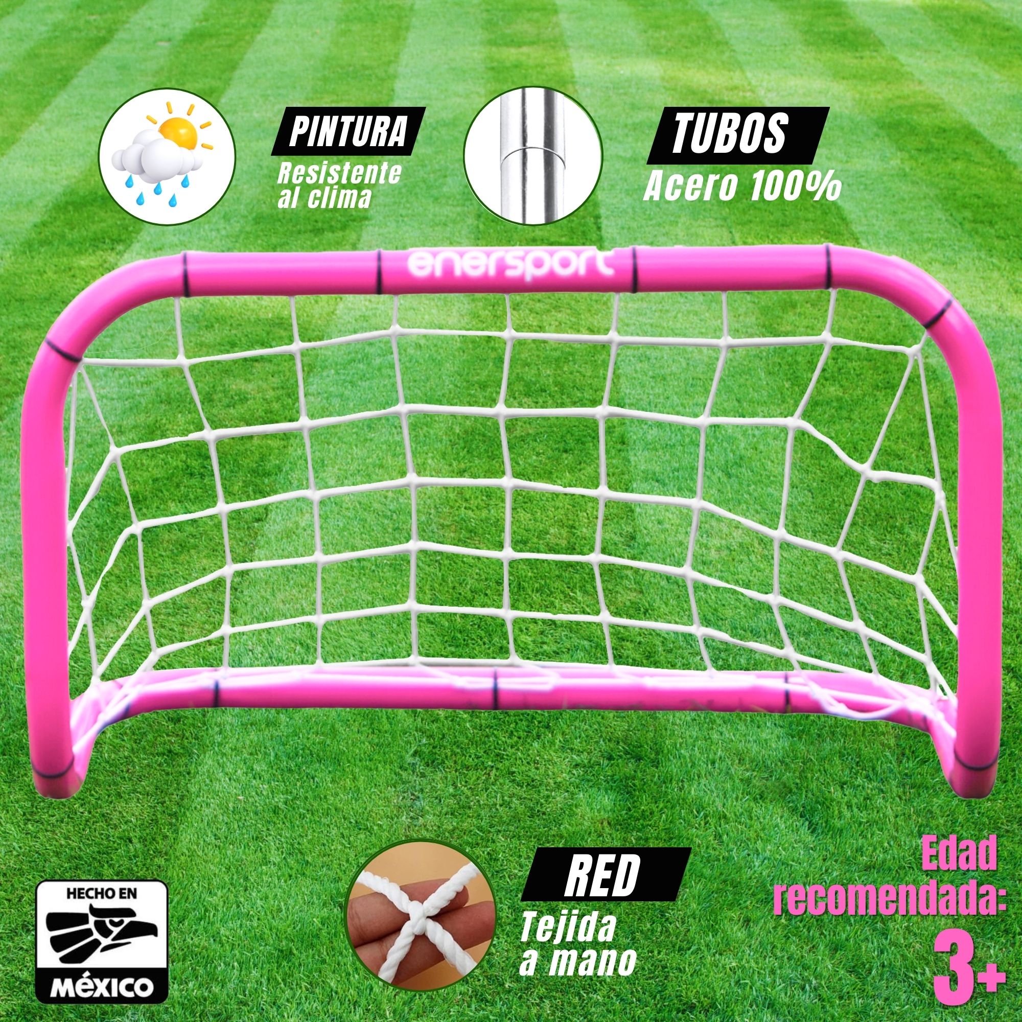 Foto 4 pulgar | Portería De Futbol Infantil Apilable Rosa 82x48 Cm - Enersport