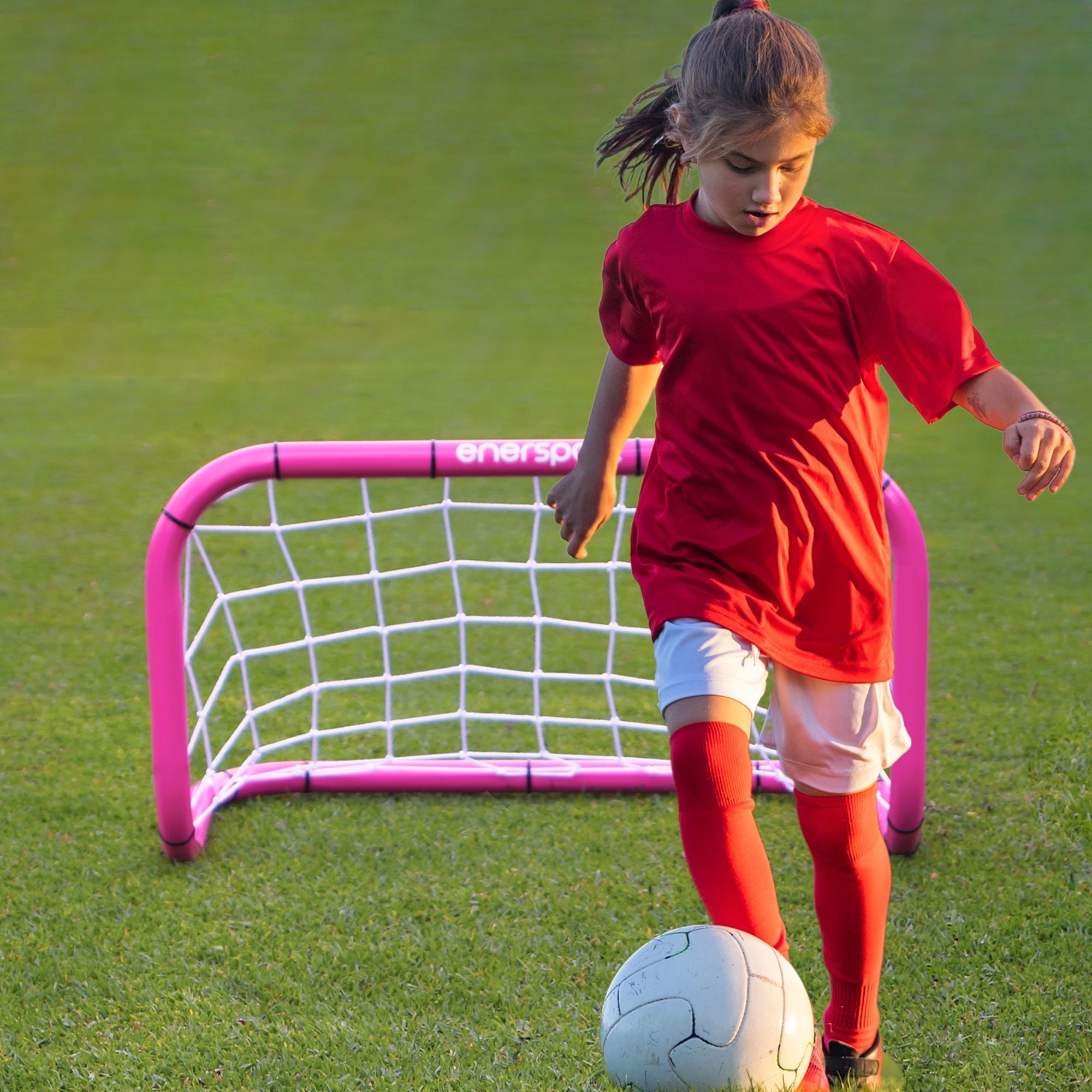 Foto 5 pulgar | Portería De Futbol Infantil Apilable Rosa 82x48 Cm - Enersport