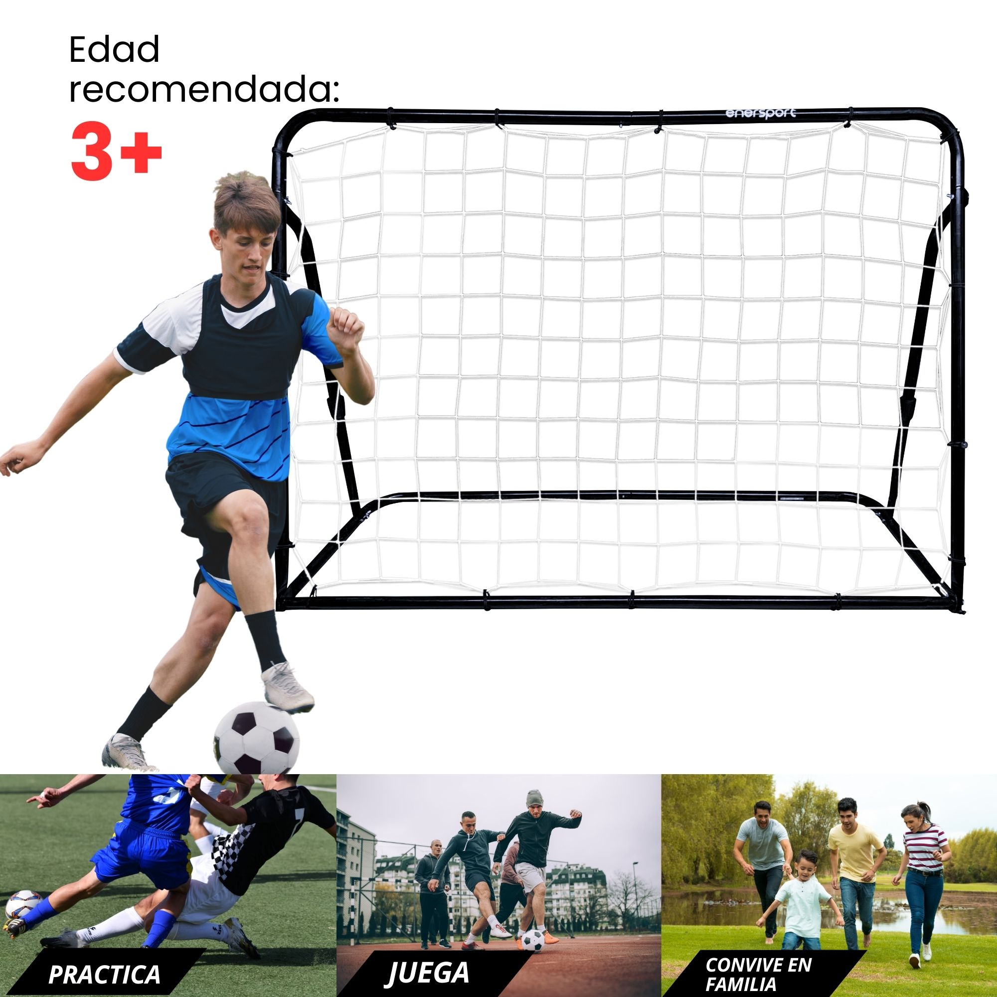 Foto 5 pulgar | Portería Rebote Futbol De Acero 170x125 Cm - Enersport