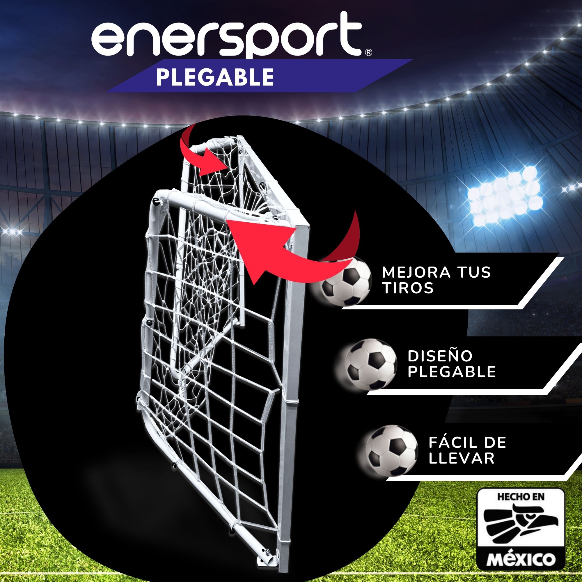 Foto 3 pulgar | Portería De Futbol Entrenamiento Plegable 120x85cm - Enersport