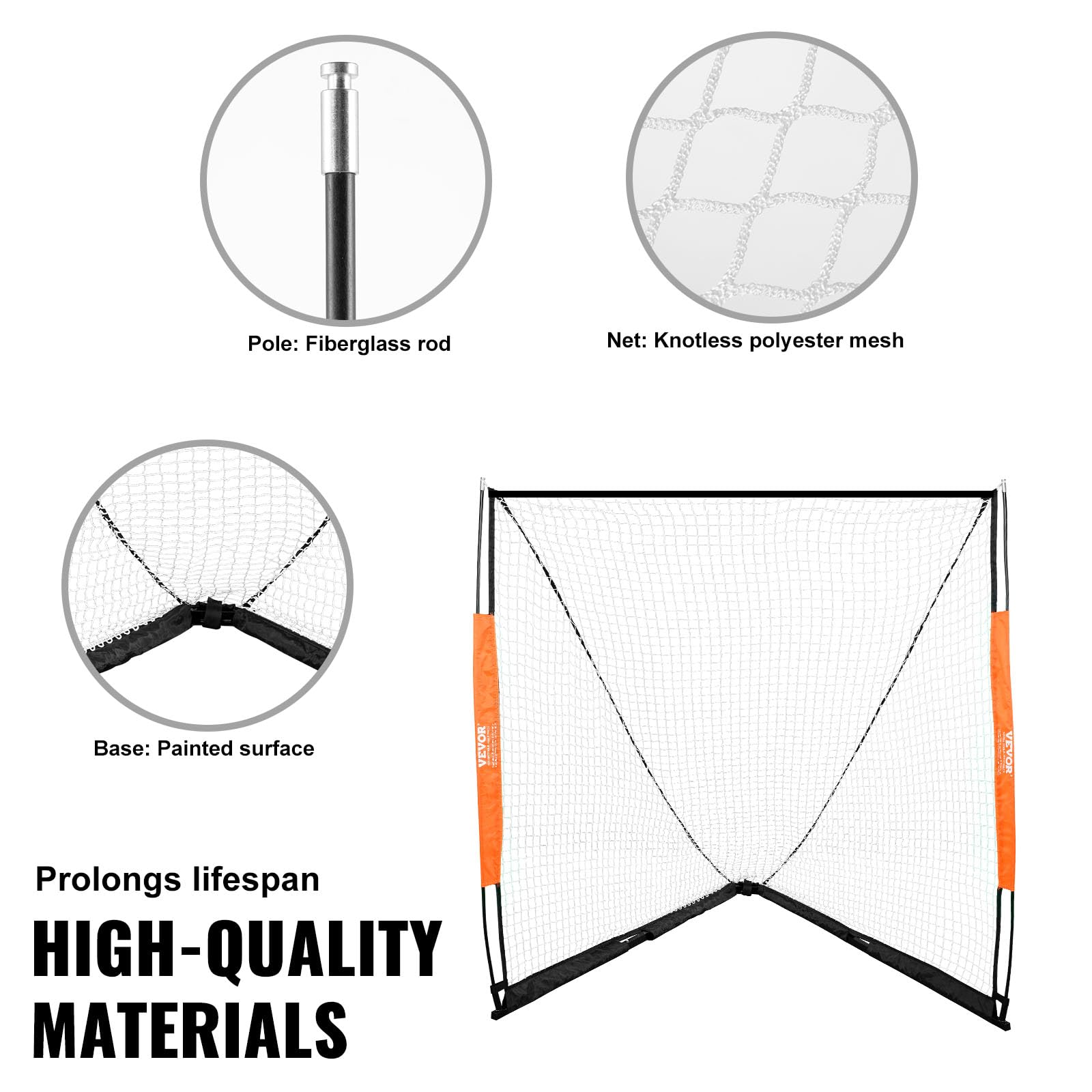 Foto 6 pulgar | Lacrosse Goal Vevor De 6 X 6 Pies Con Bolsa De Transporte Y Varilla De Fibra De Vidrio - Venta Internacional.