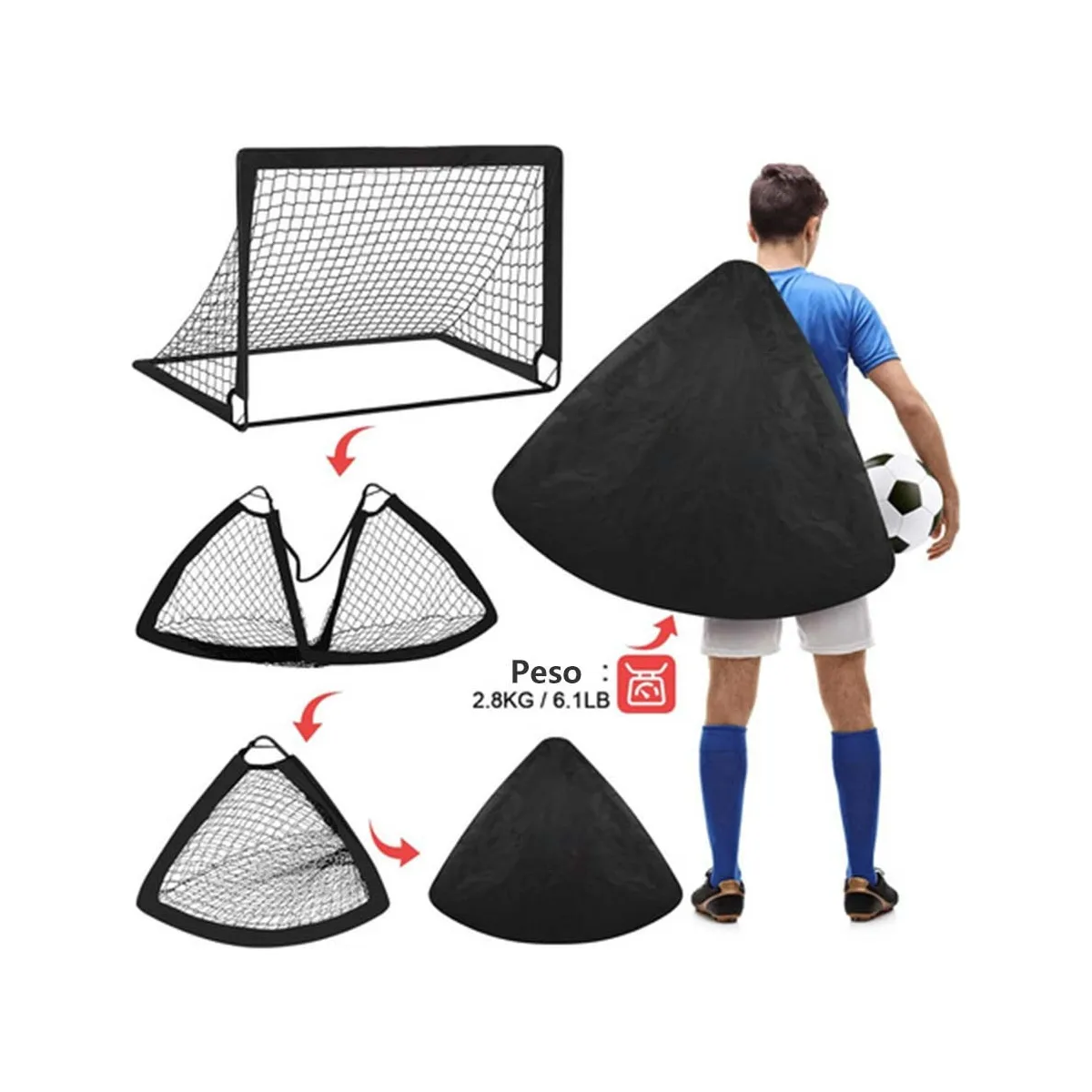 Foto 4 pulgar | Set De Portería De Fútbol Infantil Para Patio Traseroeo Safe Importsesi-20410 Multicolor