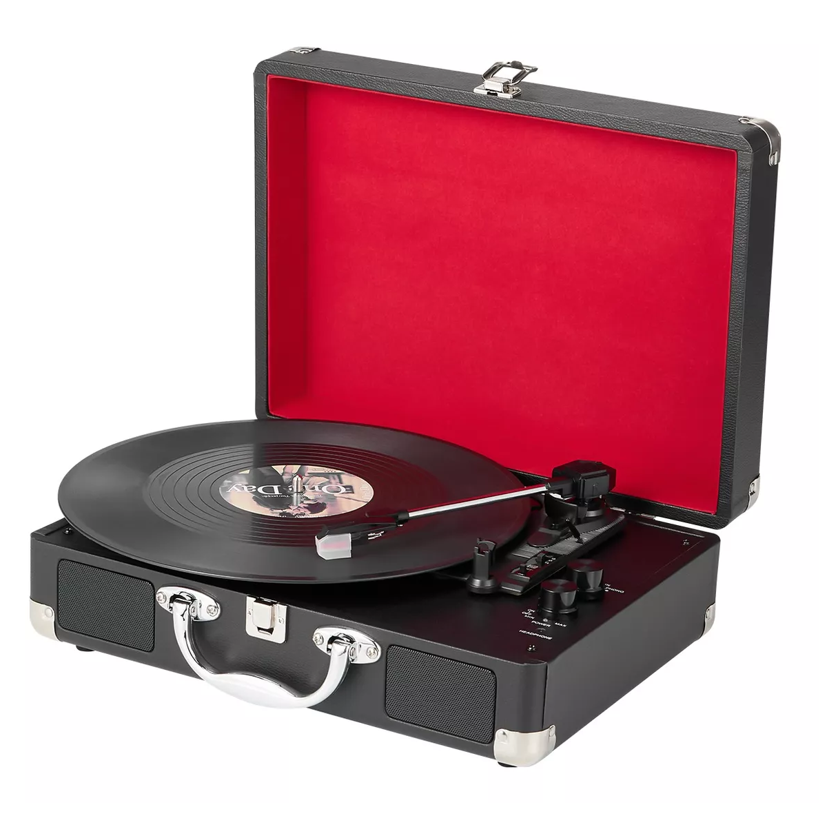 Tocadiscos de Vinilo Retro Portátil con Bluetooth Estuche Eo Safe Imports Esi-10978 Negro