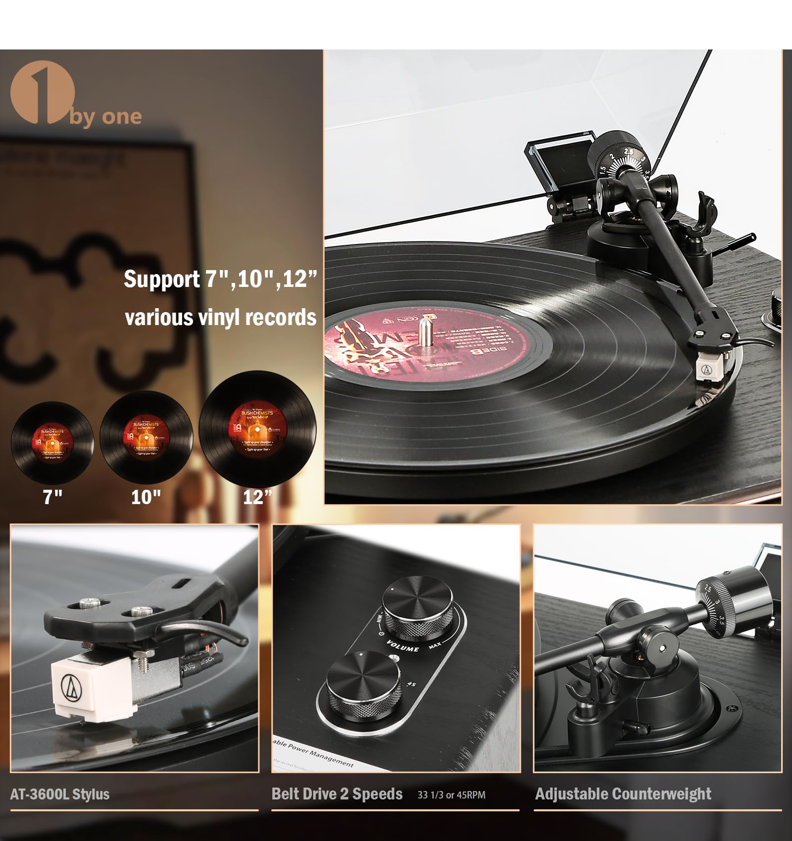 Foto 4 | Reproductor De Discos Multifunción 1byone De Alta Fidelidad Con Altavoces - Venta Internacional.