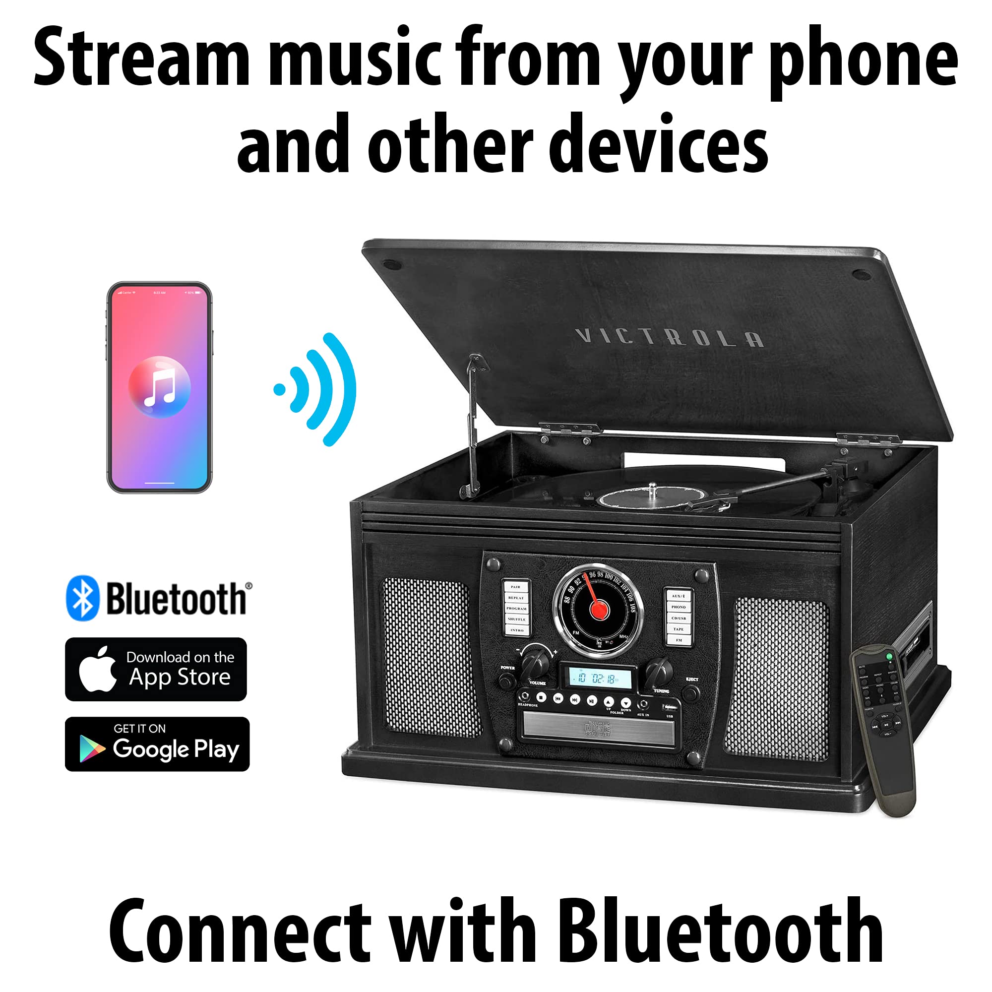 Foto 3 | Tocadiscos Victrola 8 En 1 Bluetooth Con Altavoces De Caoba - Venta Internacional.