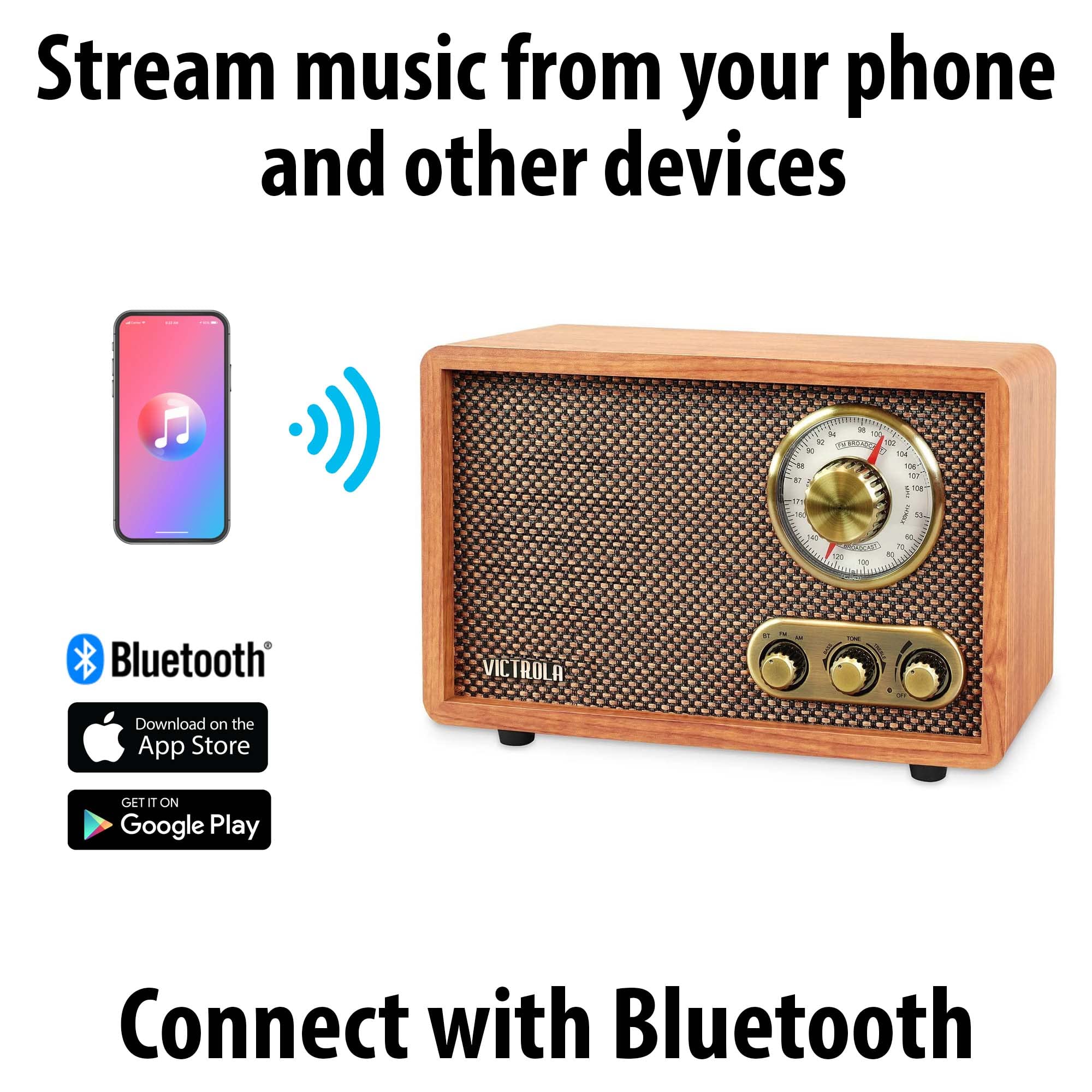 Foto 4 pulgar | Radio Bluetooth Victrola Retro Wood Con Altavoz De Nogal - Venta Internacional.