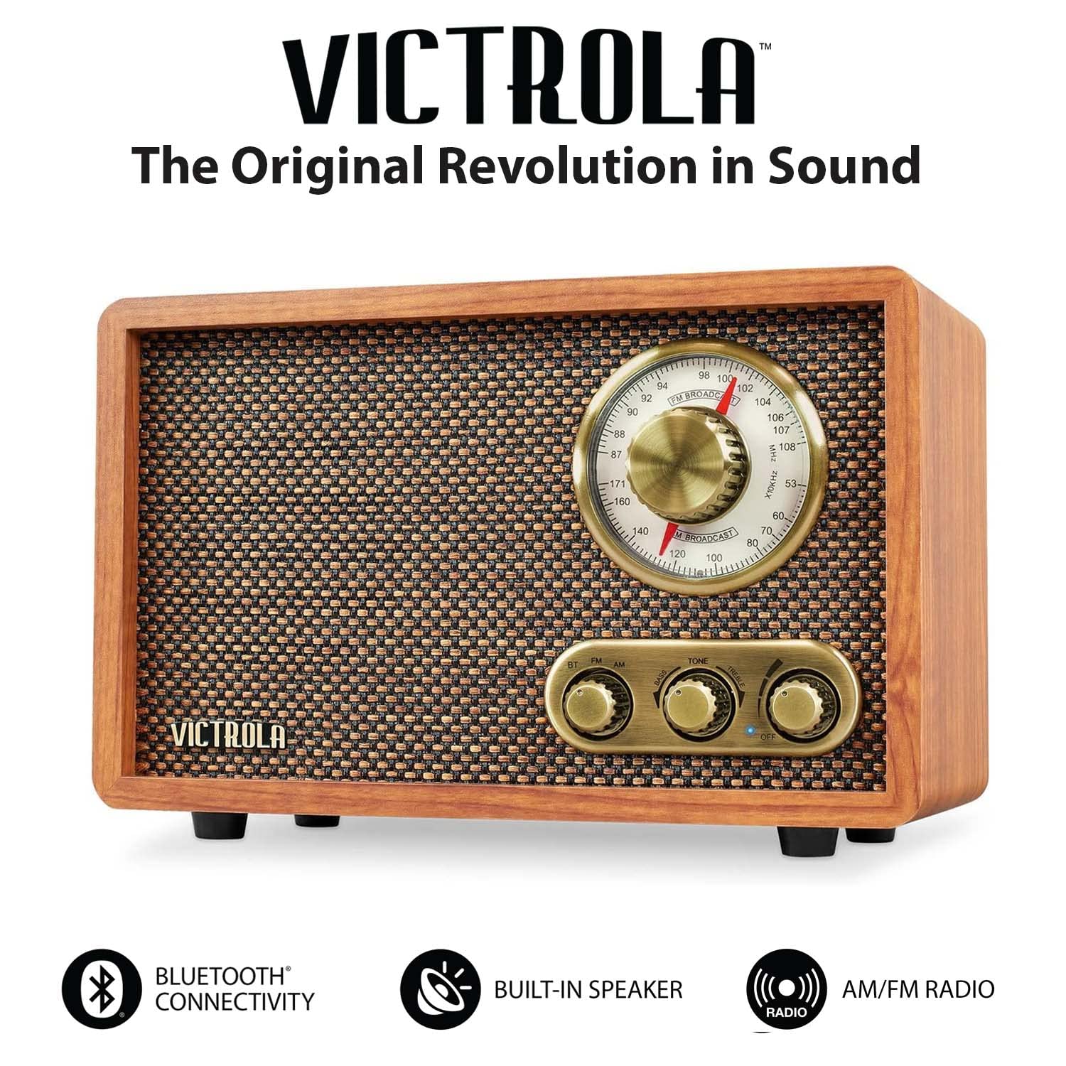 Foto 5 pulgar | Radio Bluetooth Victrola Retro Wood Con Altavoz De Nogal - Venta Internacional.