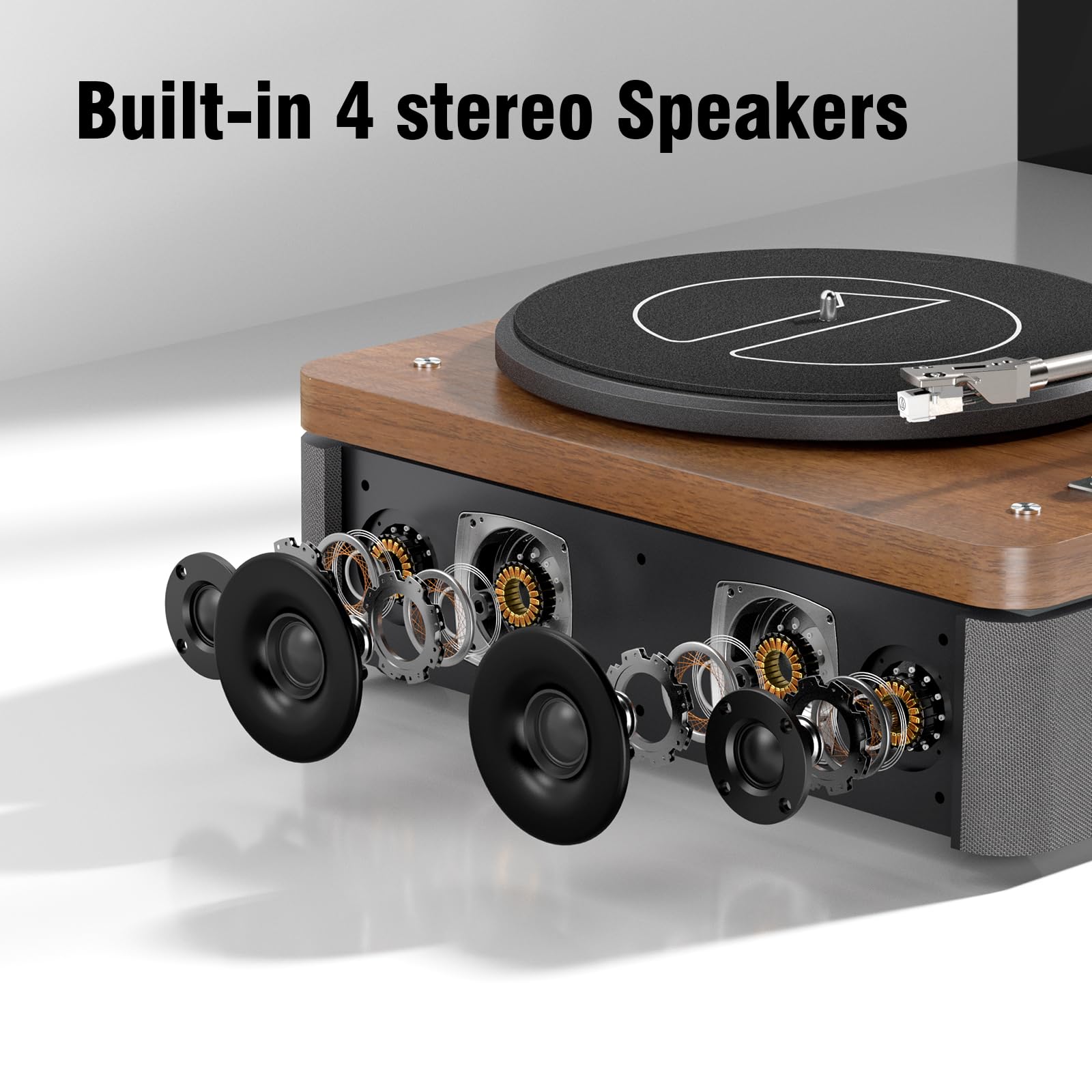 Foto 4 pulgar | Tocadiscos 1byone Con 4 Altavoces Estéreo Inalámbricos En Color Nogal - Venta Internacional.