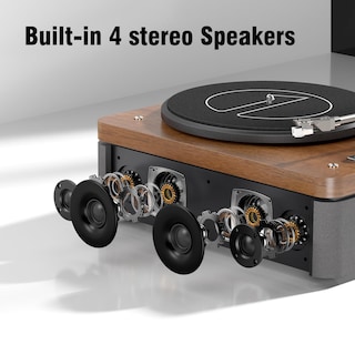 Foto 3 | Tocadiscos 1byone Con 4 Altavoces Estéreo Inalámbricos En Color Nogal - Venta Internacional.