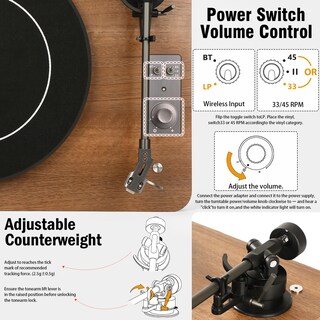 Foto 4 | Tocadiscos 1byone Con 4 Altavoces Estéreo Inalámbricos En Color Nogal - Venta Internacional.