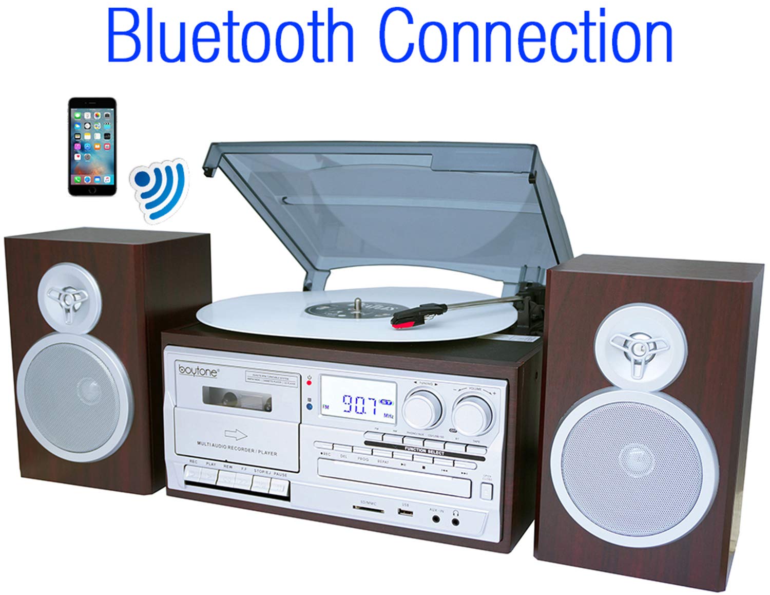 Foto 5 pulgar | Tocadiscos Bottone Bt-28sps Bluetooth Silver - Venta Internacional.