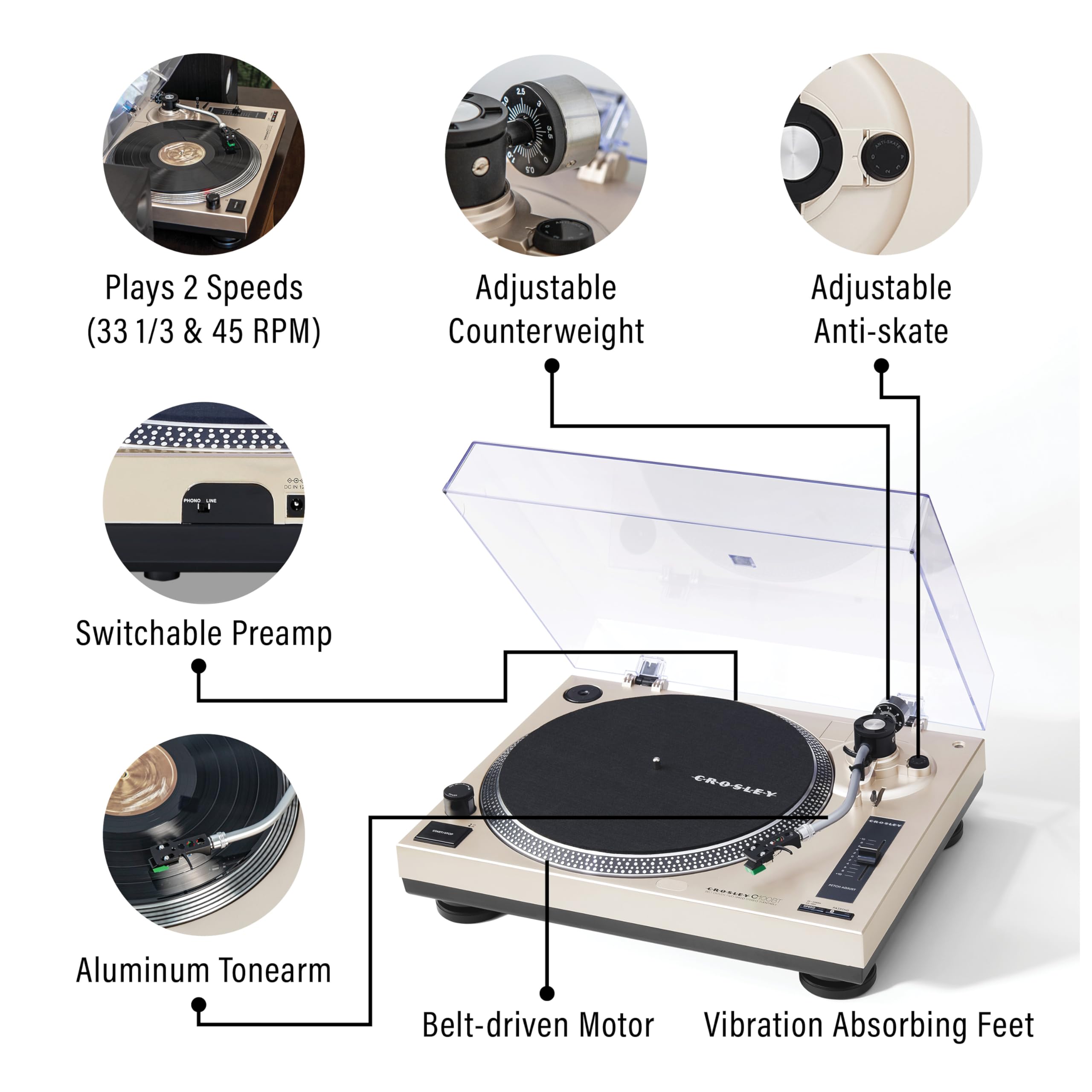 Foto 3 pulgar | Sistema Estéreo Con Tocadiscos Bluetooth Crosley Kt100bt-cp - Venta Internacional.