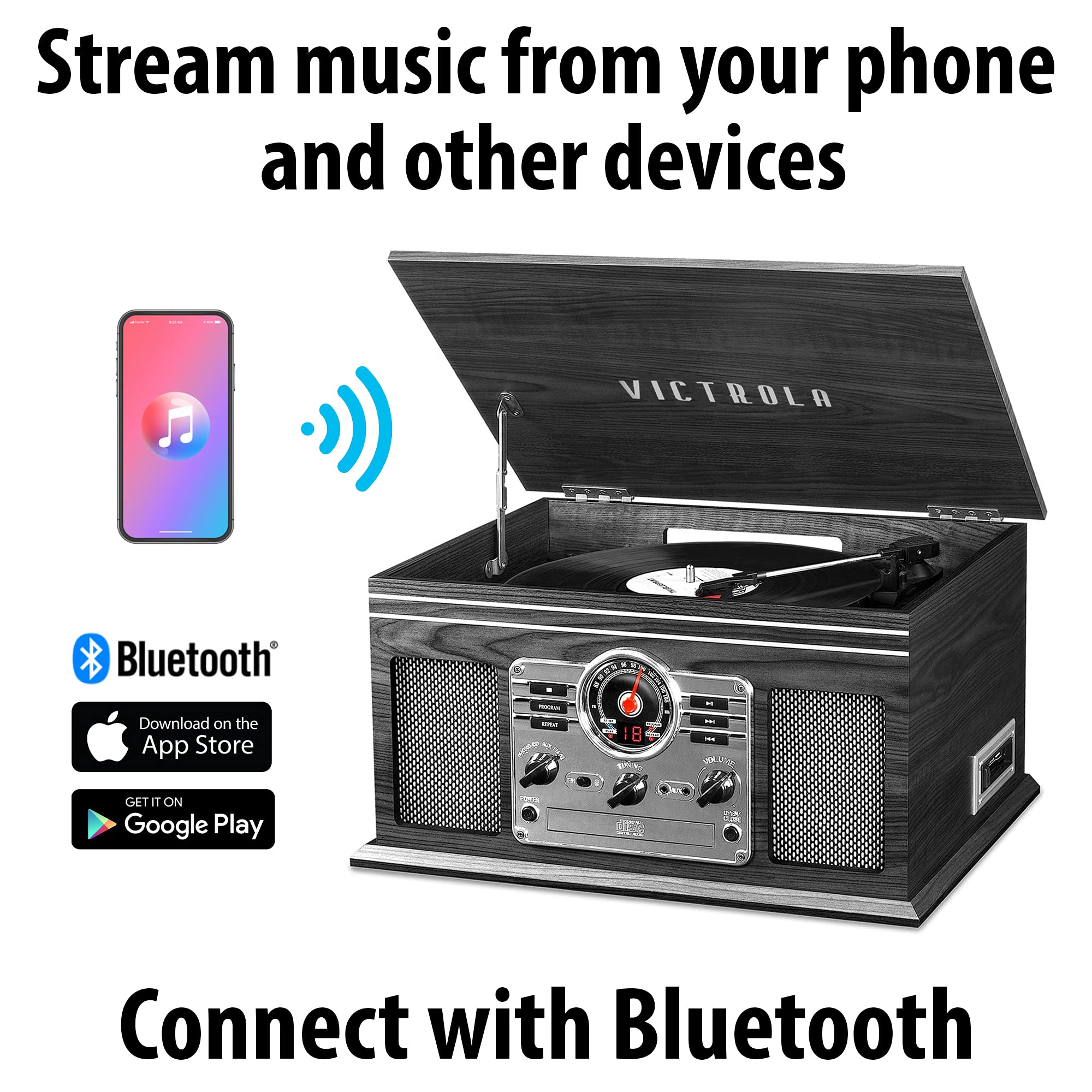 Foto 2 | Tocadiscos Bluetooth Victrola Nostalgic 6 En 1 Grey Wood - Venta Internacional.