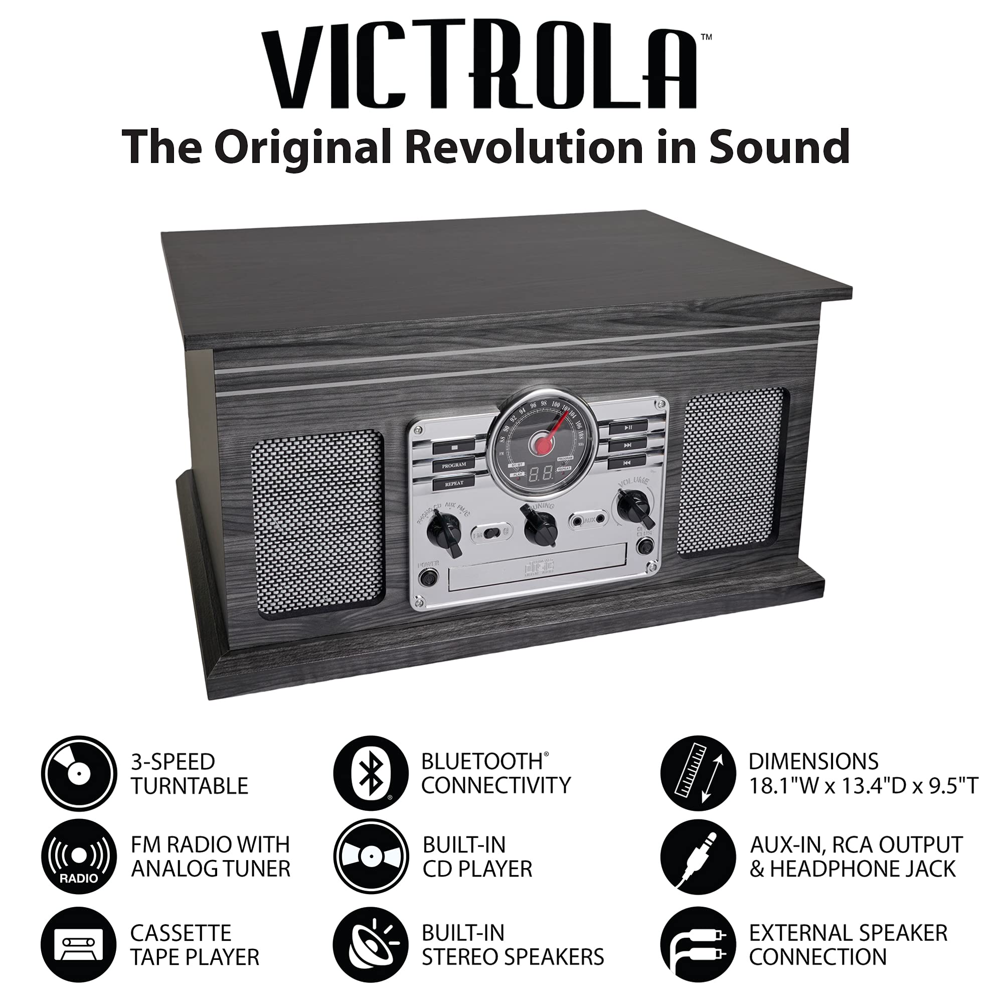 Foto 3 | Tocadiscos Bluetooth Victrola Nostalgic 6 En 1 Grey Wood - Venta Internacional.