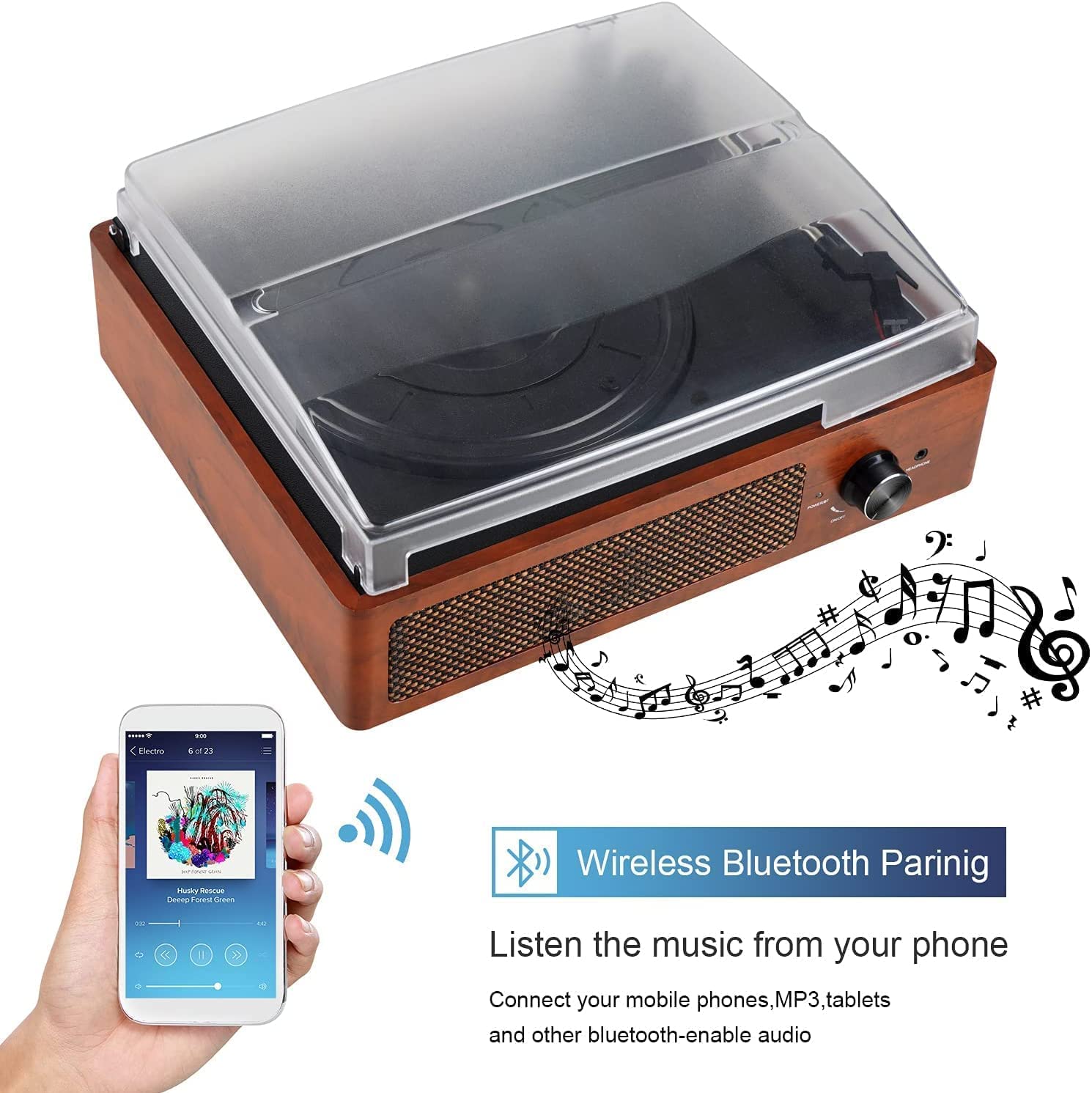 Foto 3 pulgar | Reproductor De Discos De Vinilo Con Tocadiscos Bluetooth Kedok Con Altavoces - Venta Internacional.