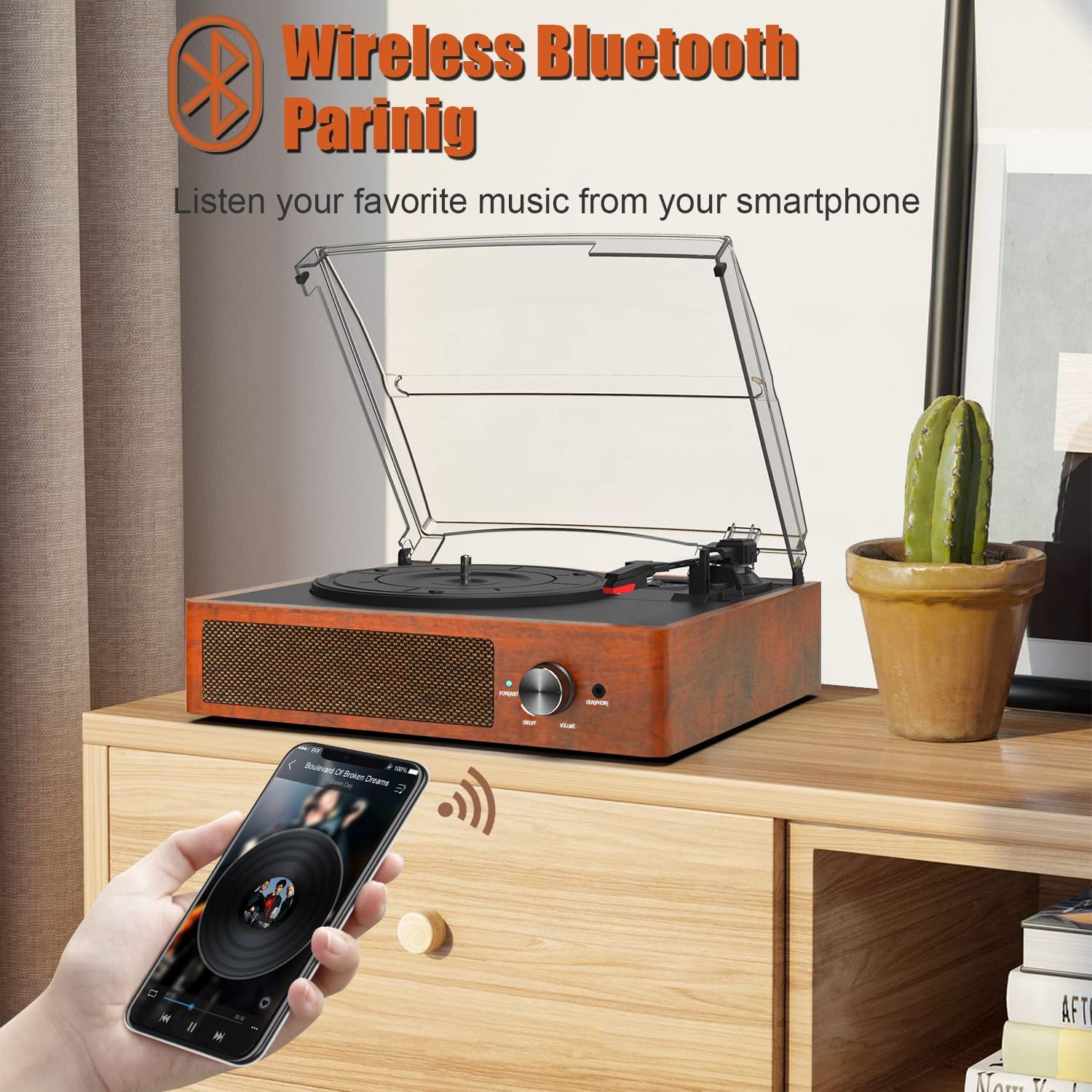 Foto 7 pulgar | Reproductor De Discos De Vinilo Con Tocadiscos Bluetooth Kedok Con Altavoces - Venta Internacional.