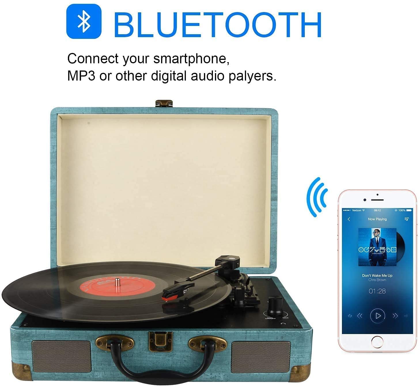 Foto 3 pulgar | Tocadiscos Record Player Kedok Vintage De Vinilo Bluetooth De 3 Velocidades - Venta Internacional.