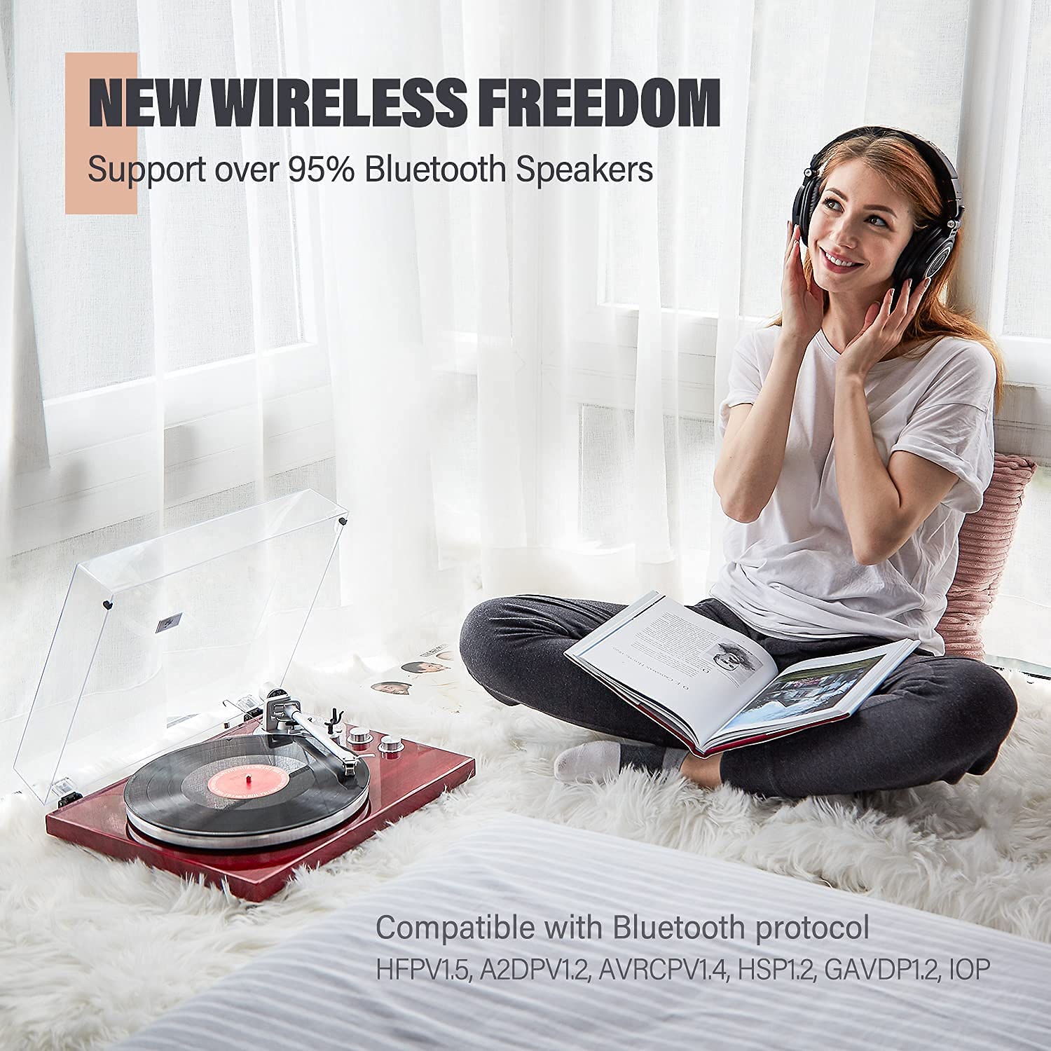 Foto 2 | Tocadiscos 1byone Belt Drive Con Bluetooth Y Salida Usb - Venta Internacional.