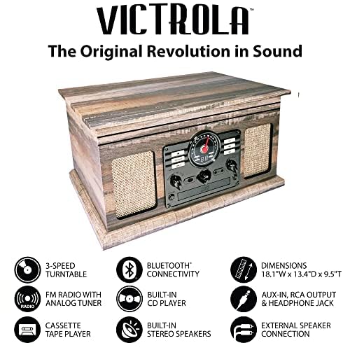 Foto 4 pulgar | Tocadiscos Victrola Nostalgic 6 En 1 Con Bluetooth Shiplap, Color Gris - Venta Internacional.