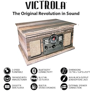 Foto 3 | Tocadiscos Victrola Nostalgic 6 En 1 Con Bluetooth Shiplap, Color Gris - Venta Internacional.