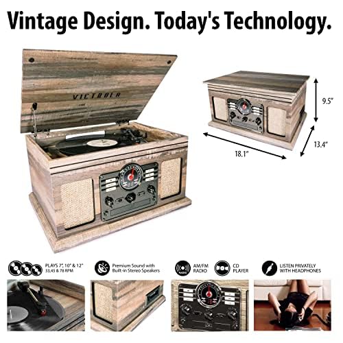 Foto 5 pulgar | Tocadiscos Victrola Nostalgic 6 En 1 Con Bluetooth Shiplap, Color Gris - Venta Internacional.