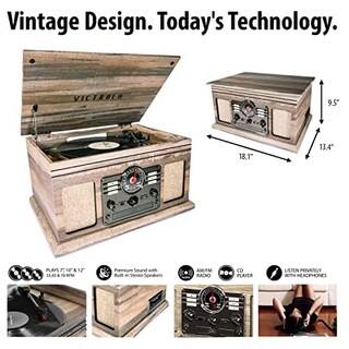 Foto 4 | Tocadiscos Victrola Nostalgic 6 En 1 Con Bluetooth Shiplap, Color Gris - Venta Internacional.
