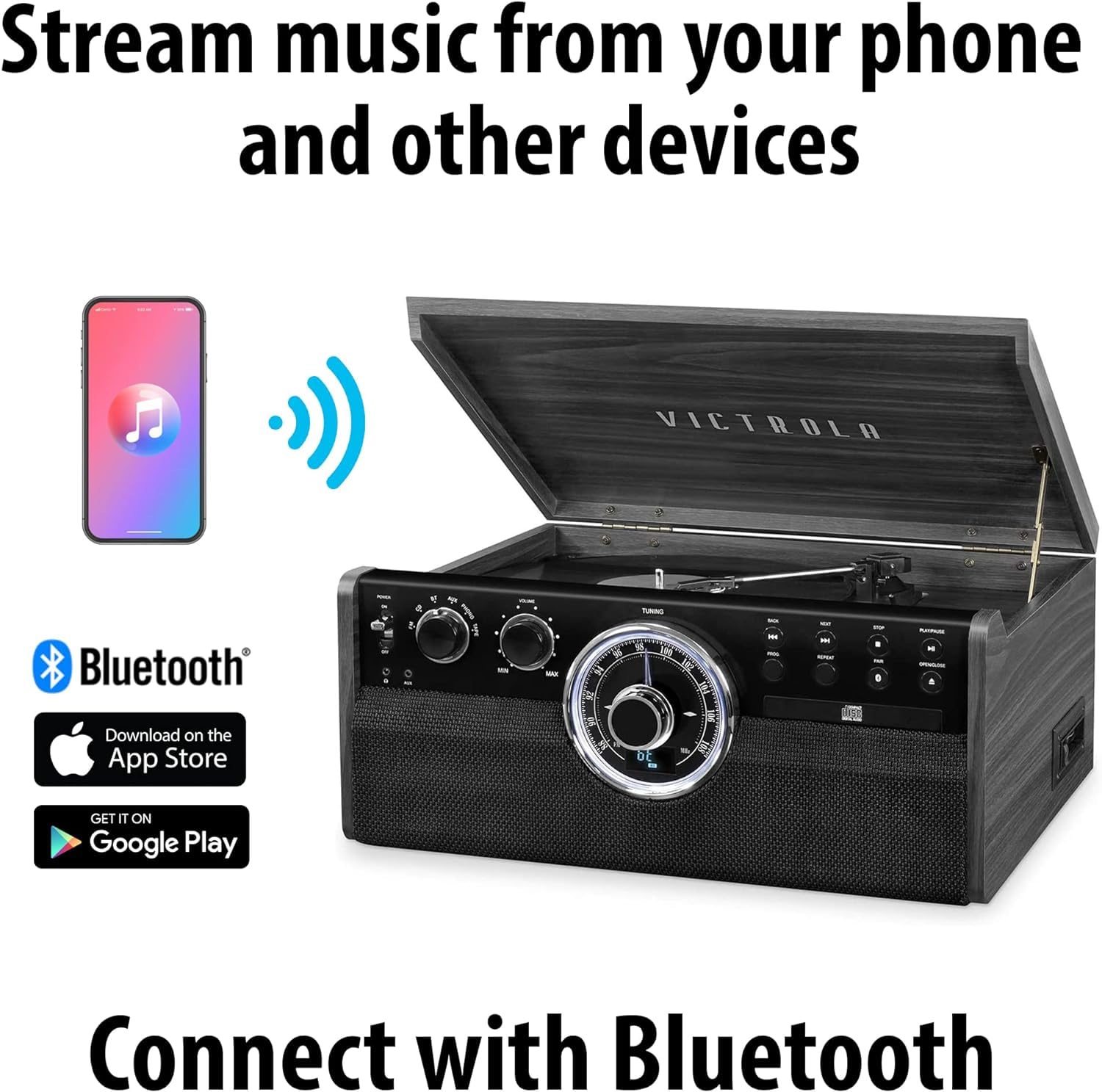 Foto 3 pulgar | Tocadiscos 6 En 1 Victrola Empire Mid-century Con Bluetooth - Venta Internacional.