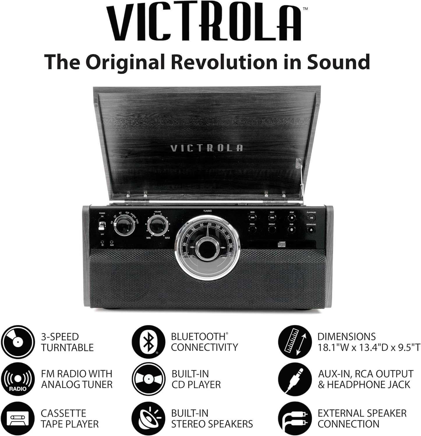 Foto 3 | Tocadiscos 6 En 1 Victrola Empire Mid-century Con Bluetooth - Venta Internacional.
