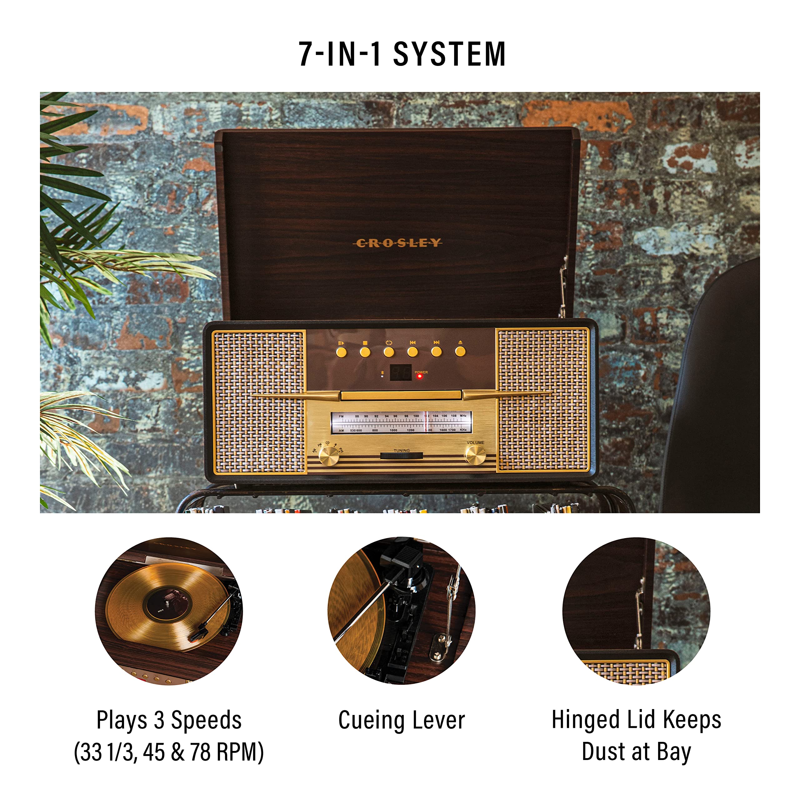 Foto 3 pulgar | Tocadiscos Crosley Cr7016a-ma Rhapsody De 3 Velocidades Con Bluetooth - Venta Internacional.